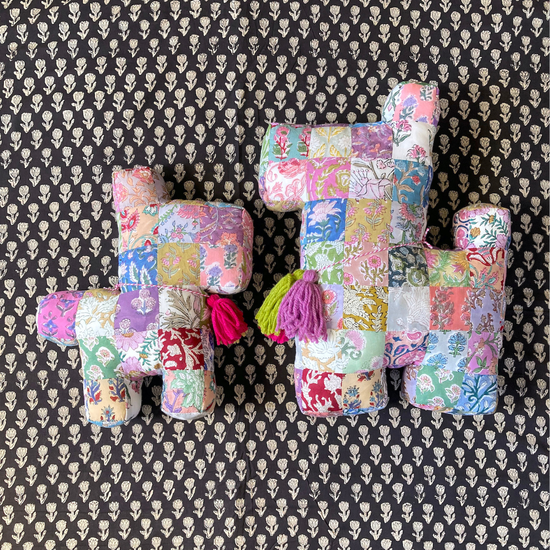 Block Print Fabric Block Patchwork Donkey Plush Toy/ Home Decor