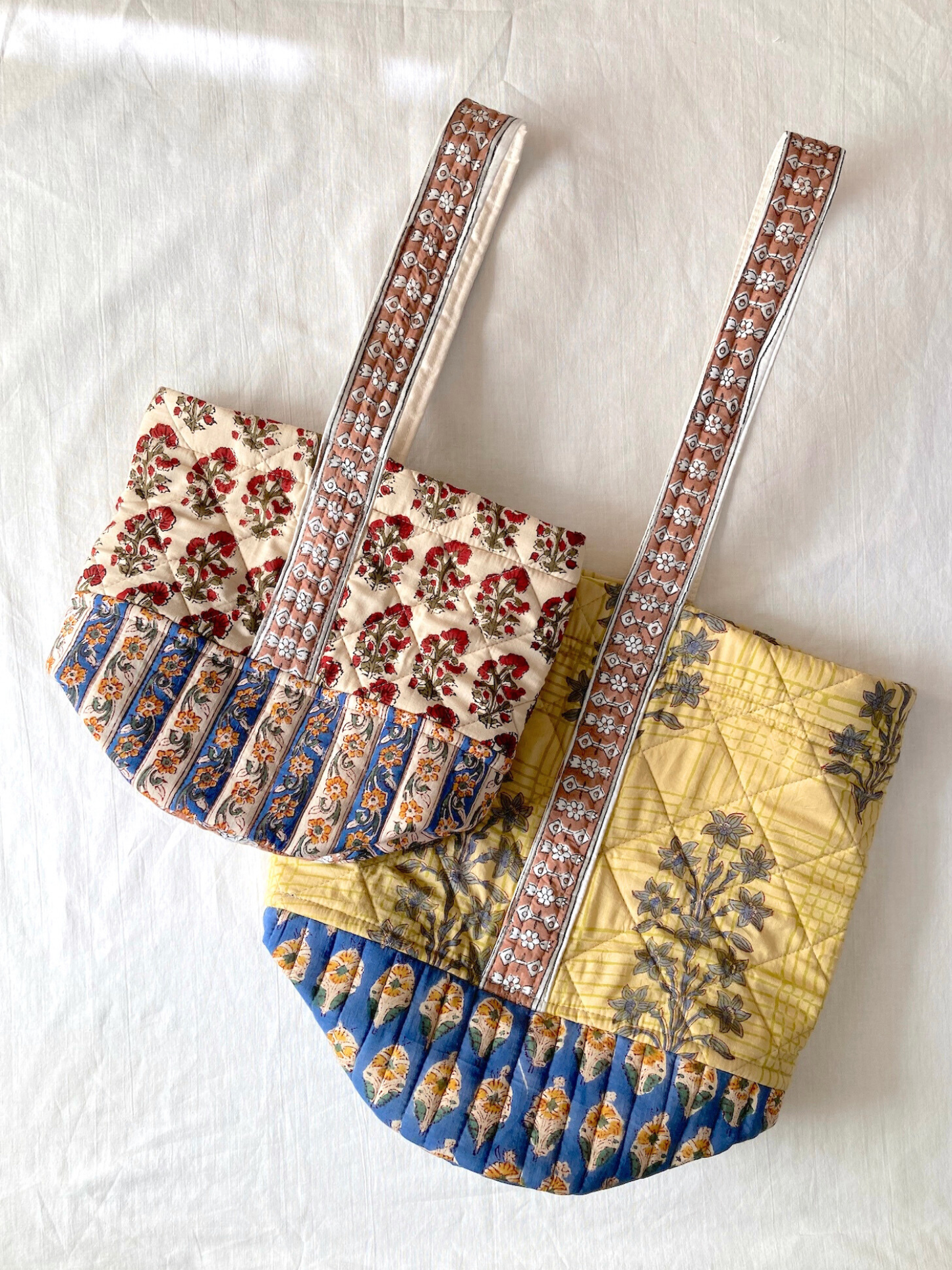 Handcrafted Quilted Bucket Bag with Single Handle