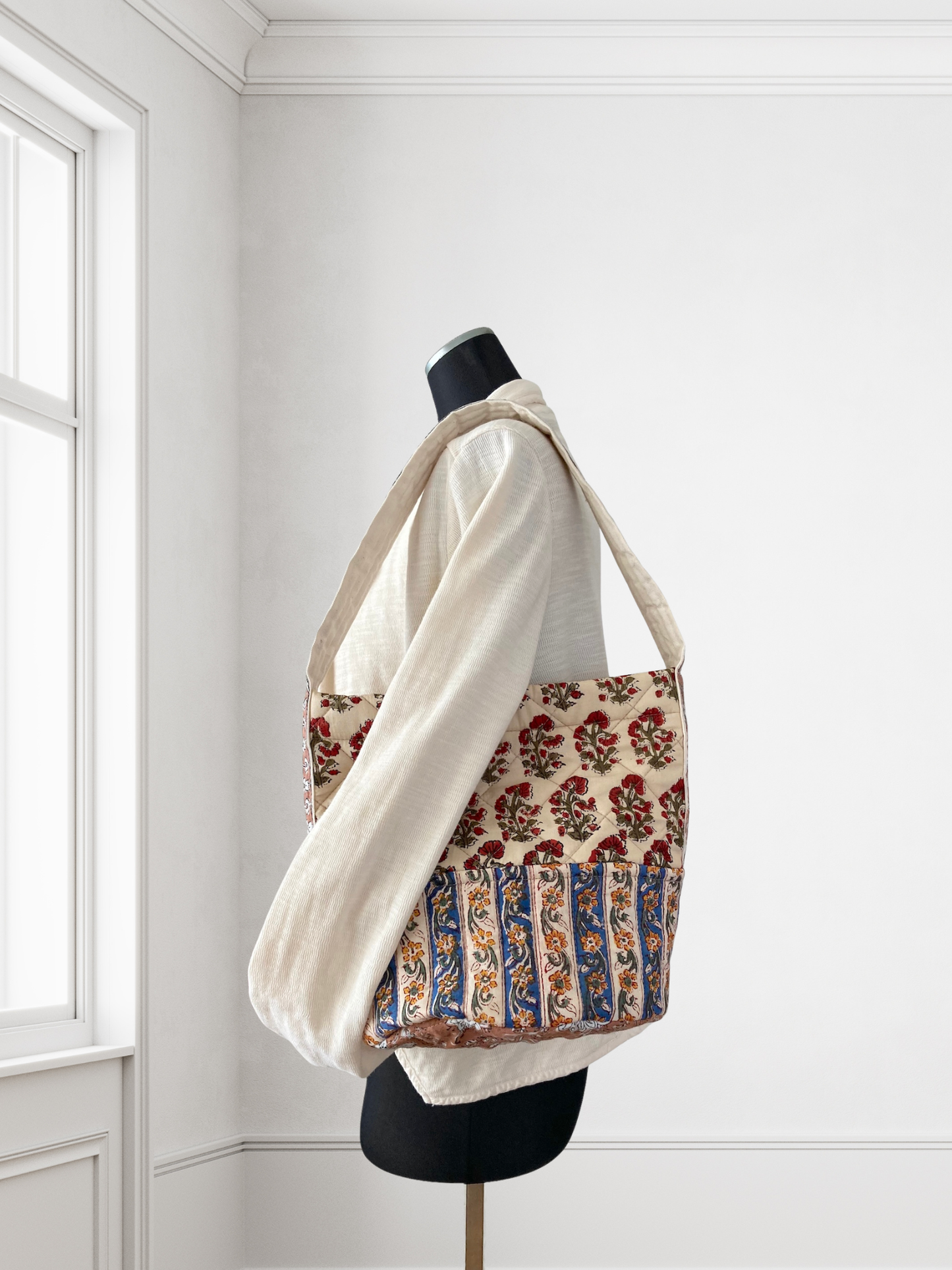 Handcrafted Quilted Bucket Bag with Single Handle