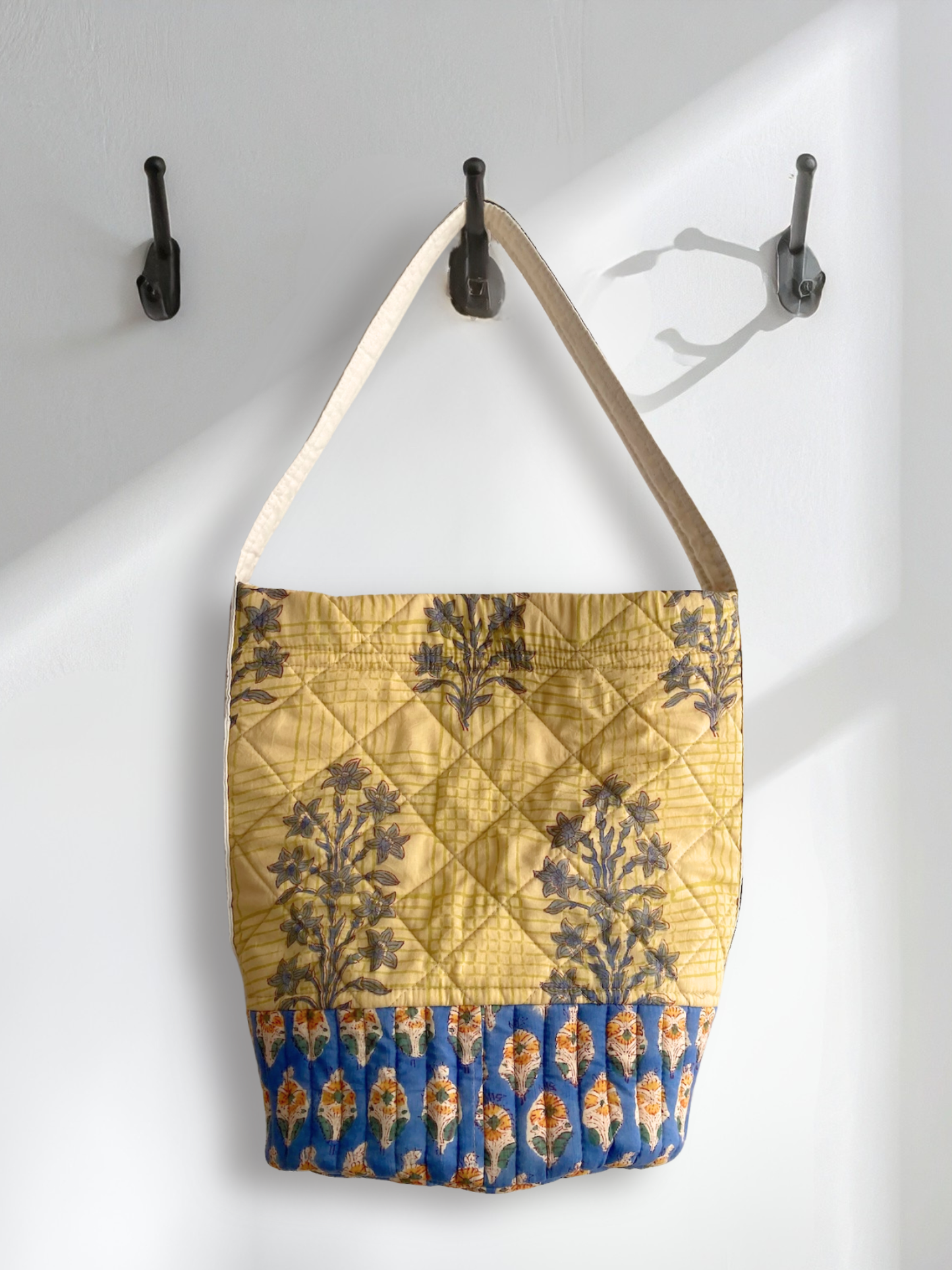Handcrafted Quilted Bucket Bag with Single Handle