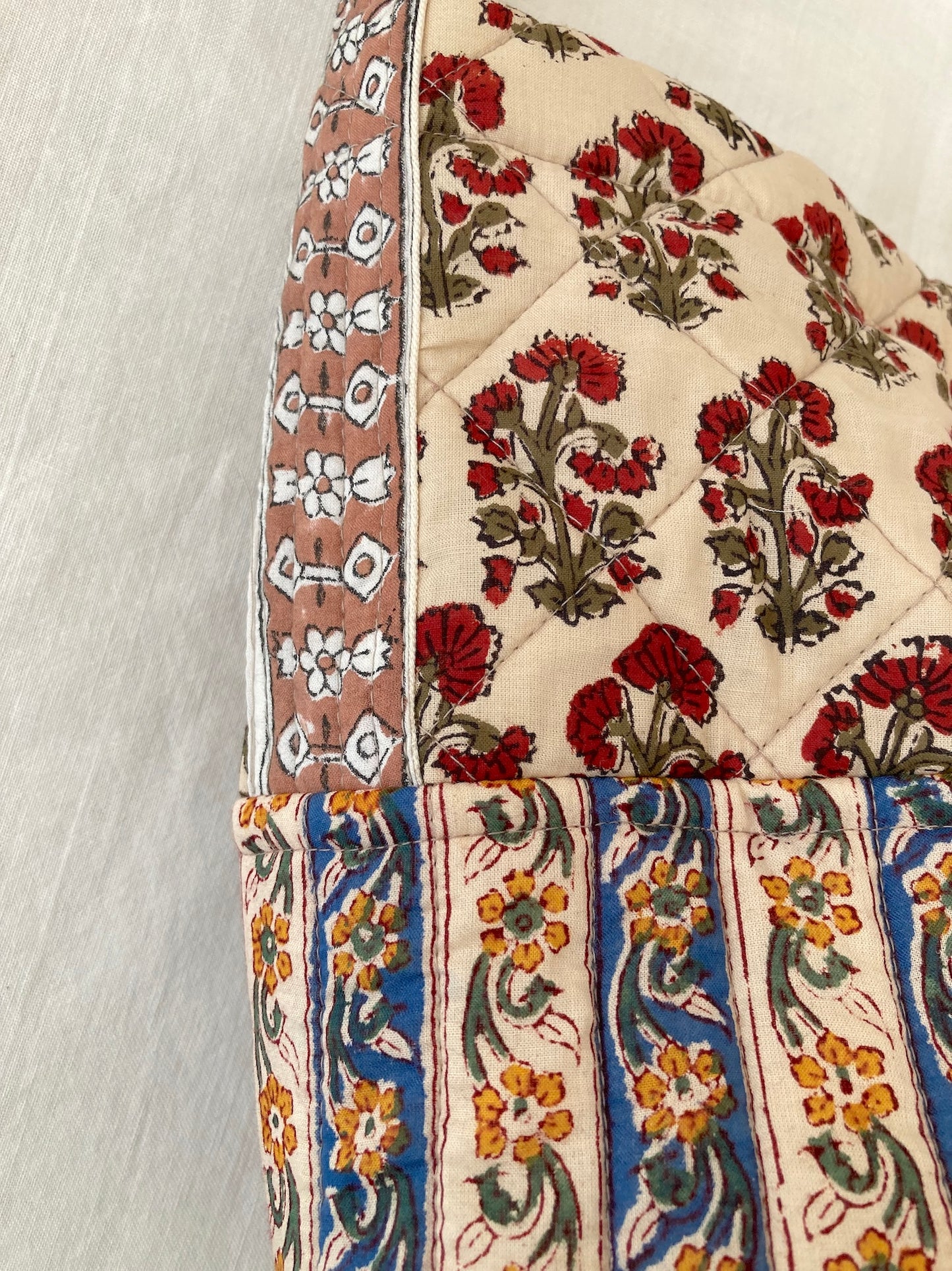 Handcrafted Quilted Bucket Bag with Single Handle