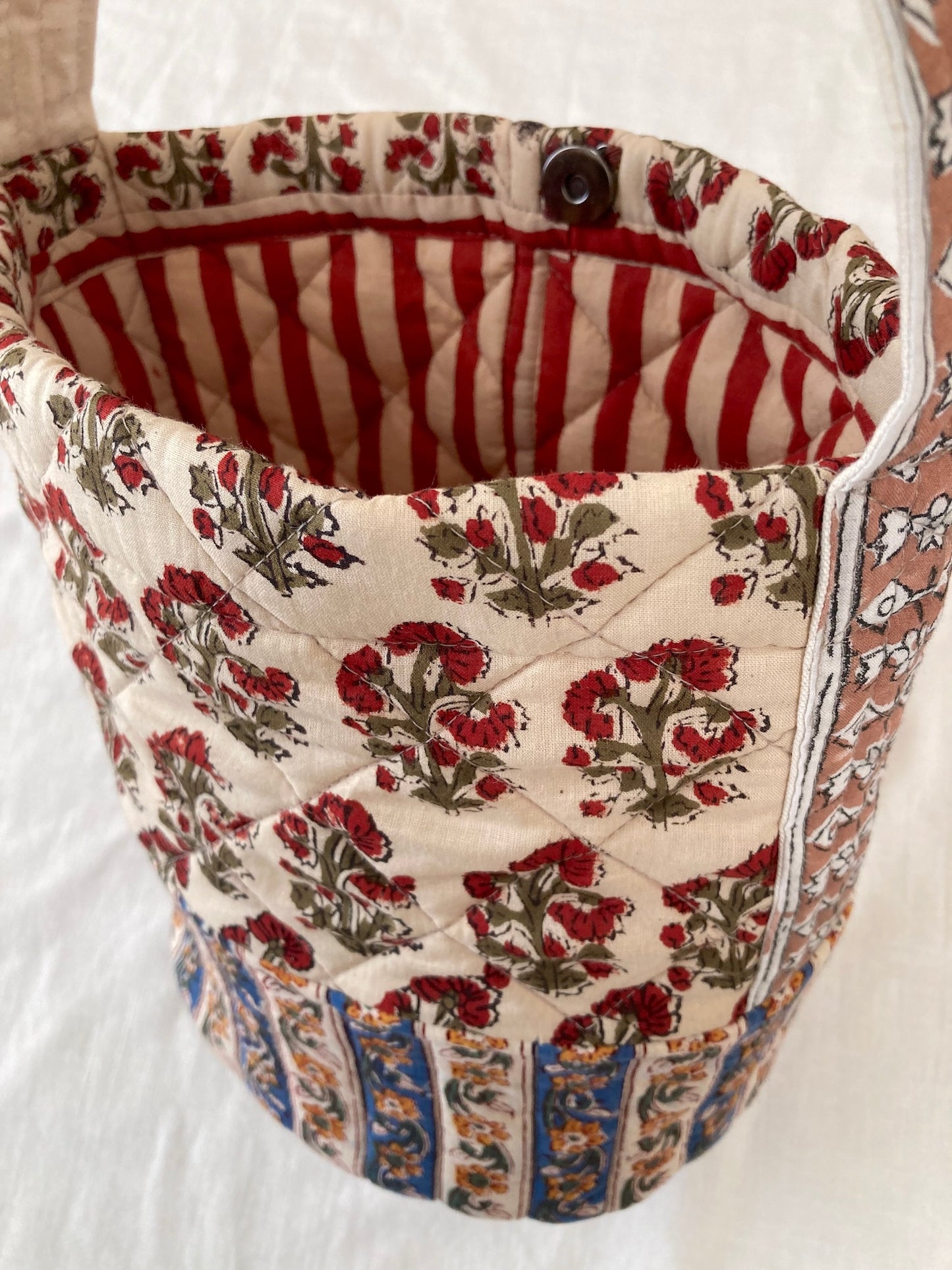 Handcrafted Quilted Bucket Bag with Single Handle