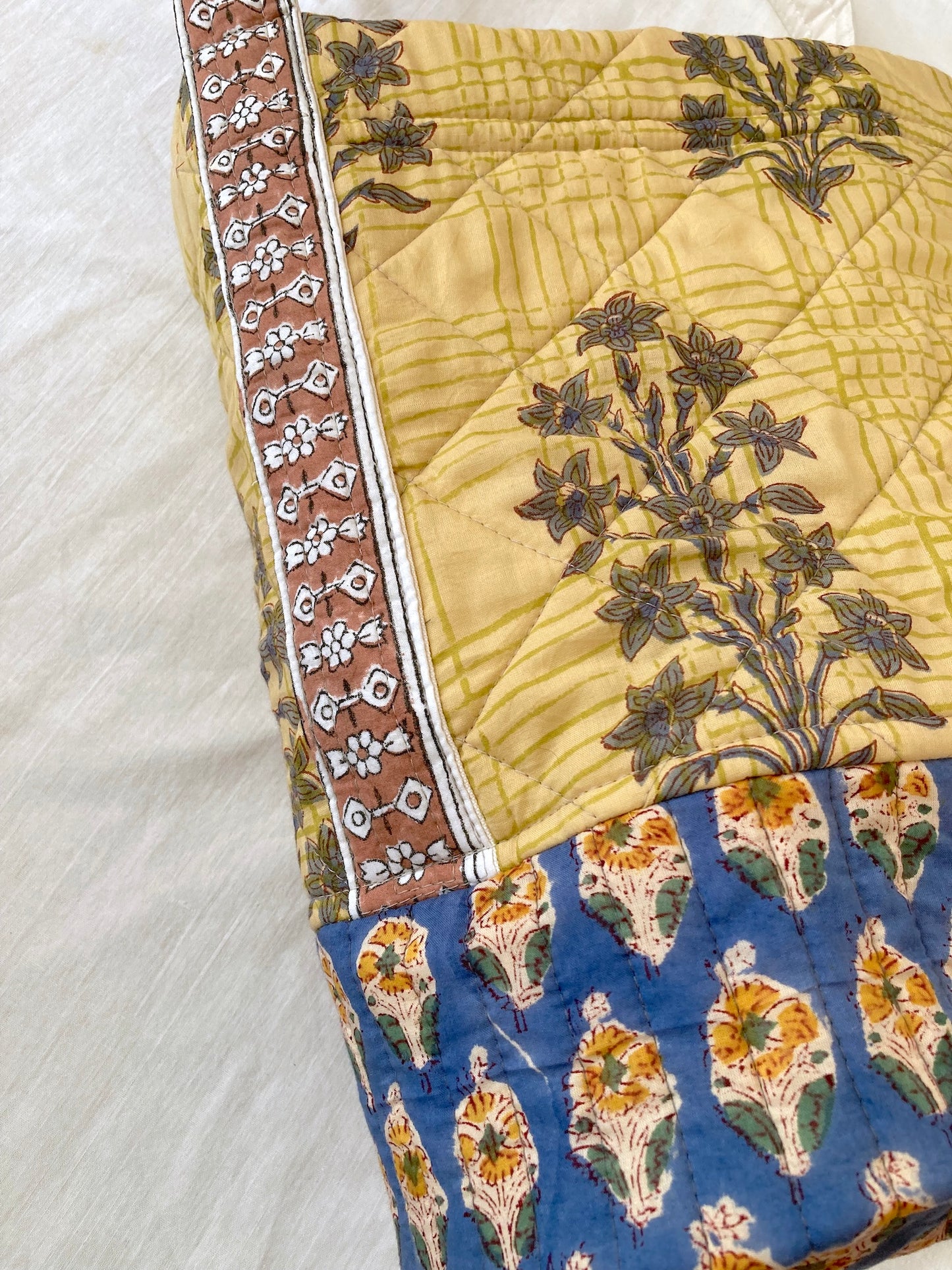 Handcrafted Quilted Bucket Bag with Single Handle