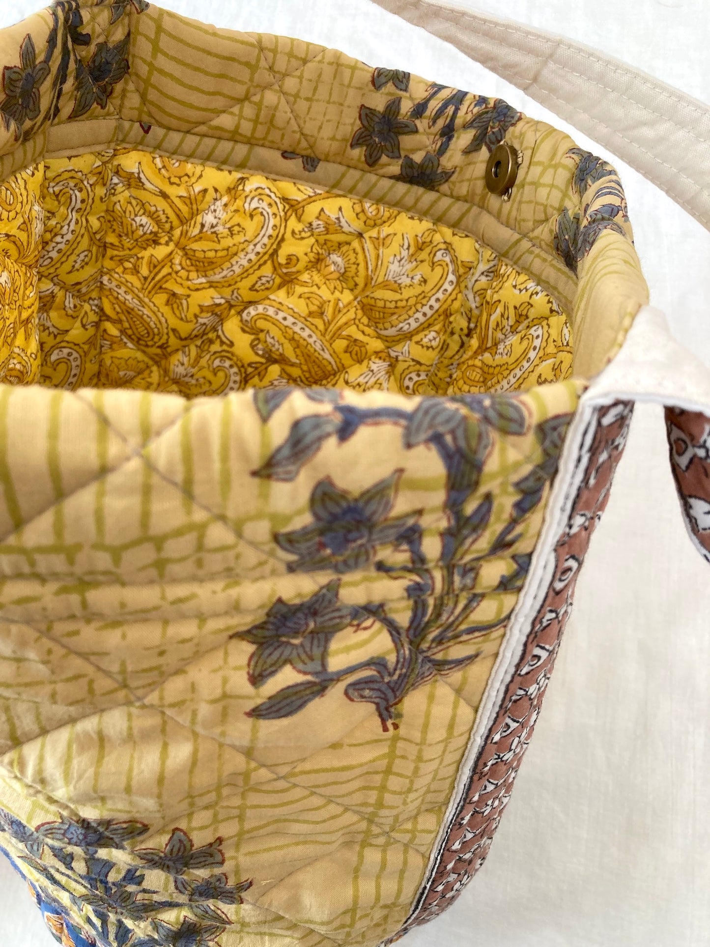 Handcrafted Quilted Bucket Bag with Single Handle