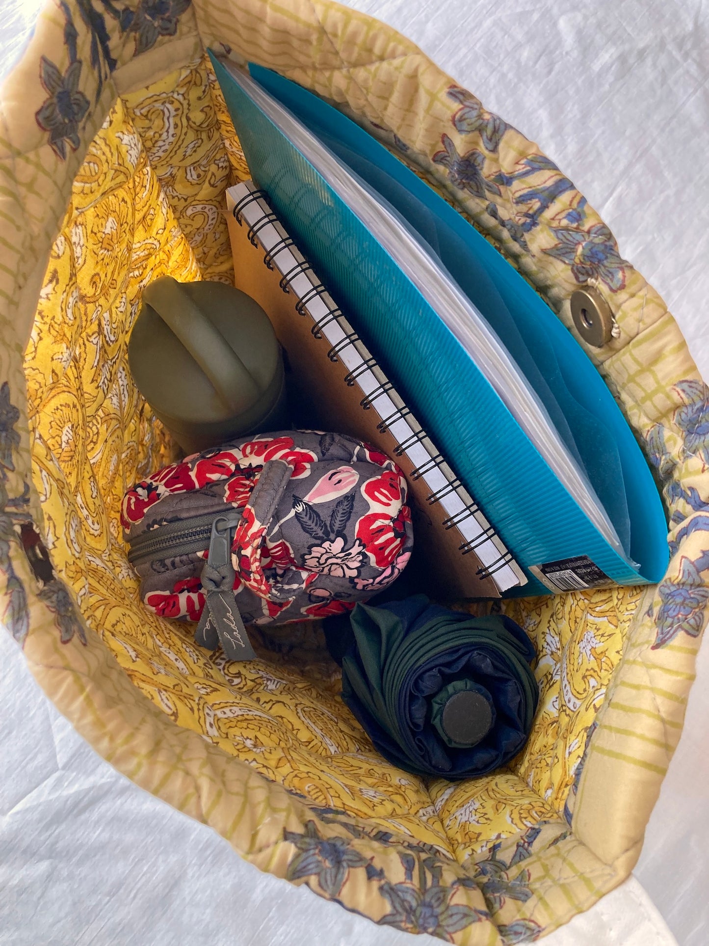 Handcrafted Quilted Bucket Bag with Single Handle