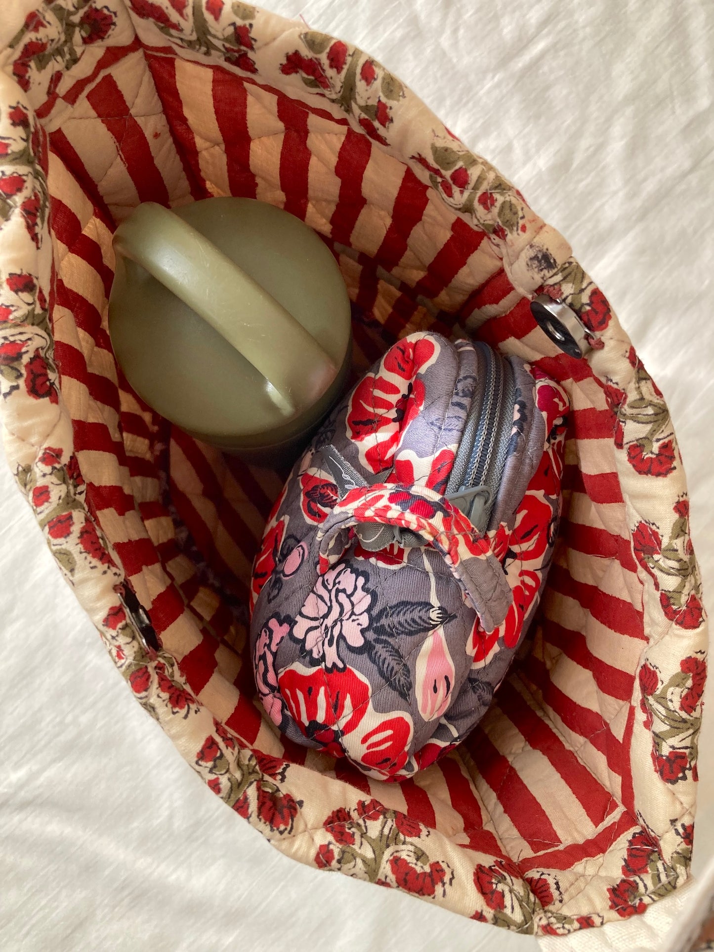 Handcrafted Quilted Bucket Bag with Single Handle