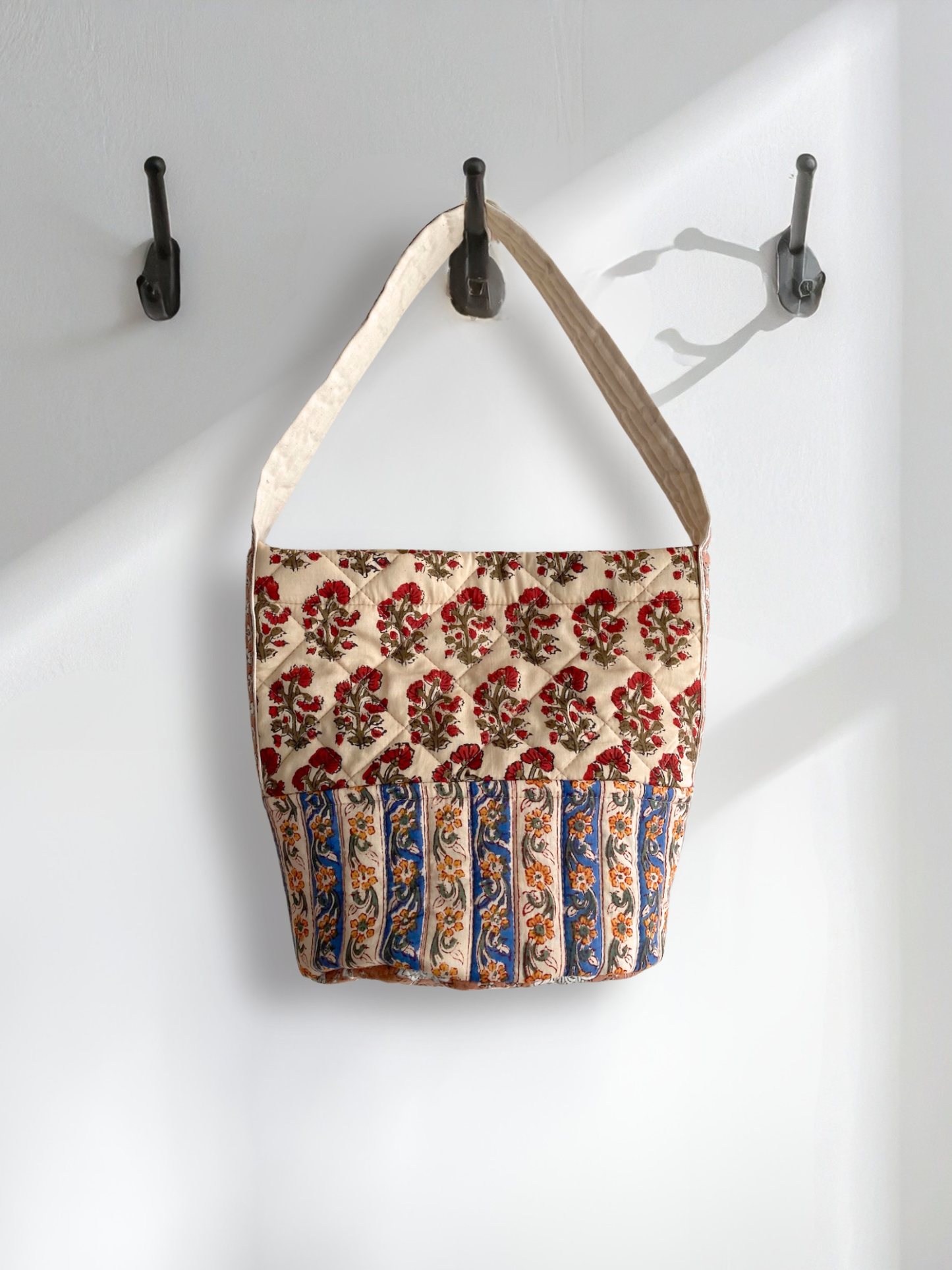 Handcrafted Quilted Bucket Bag with Single Handle