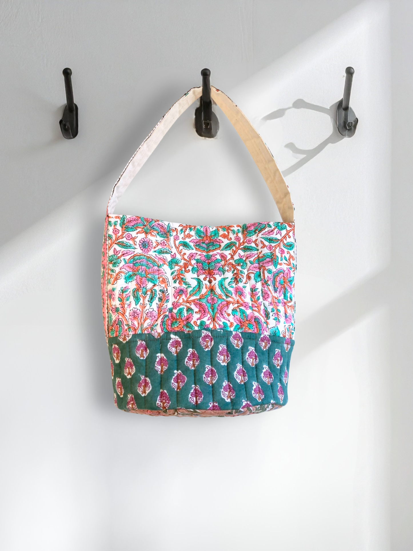 Handcrafted Quilted Bucket Bag with Single Handle