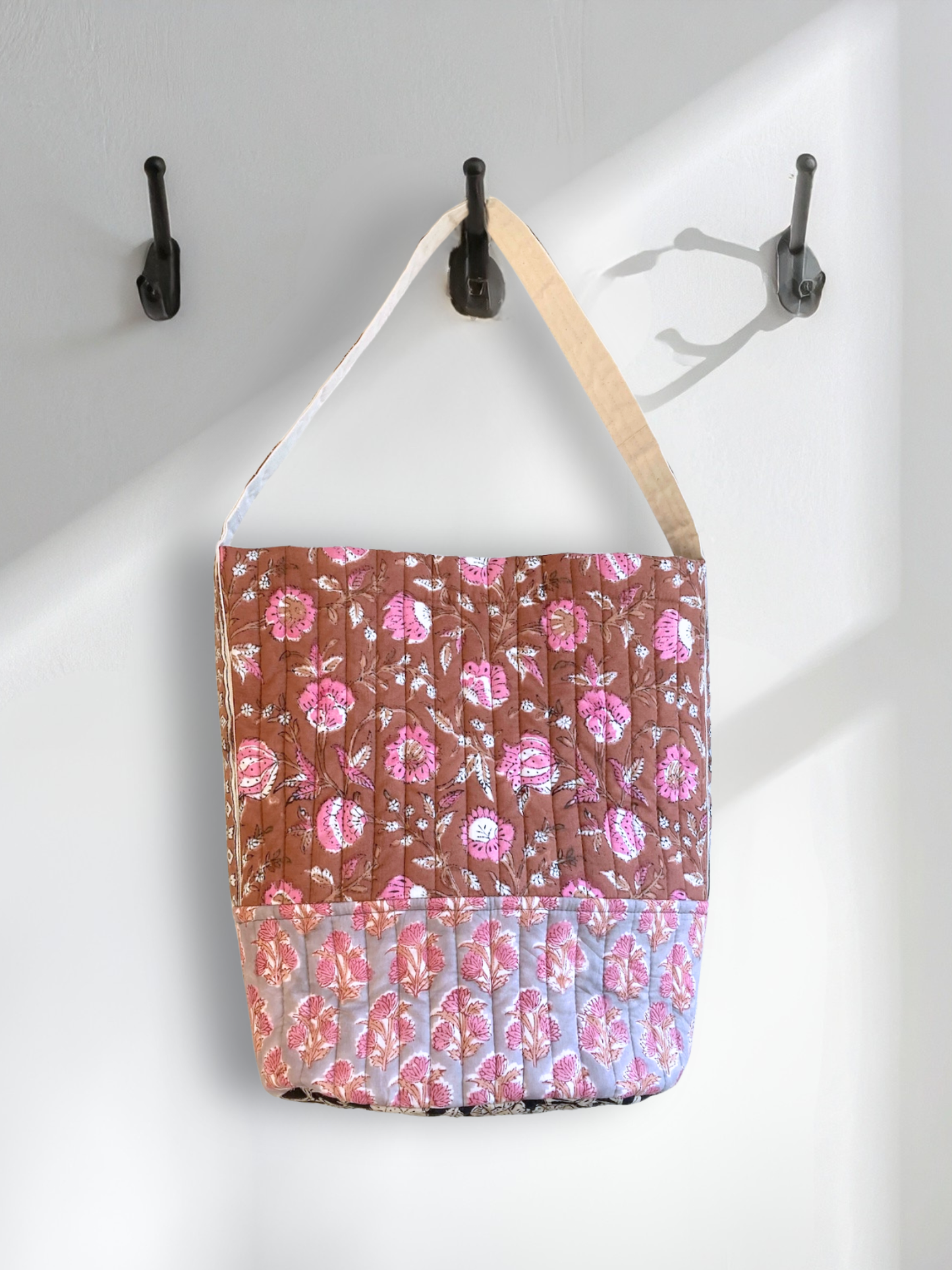Handcrafted Quilted Bucket Bag with Single Handle