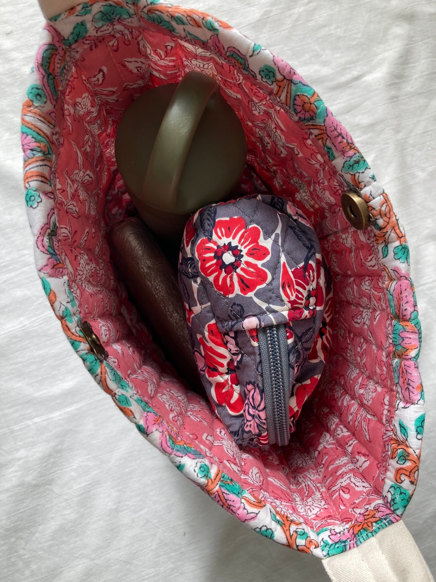 Handcrafted Quilted Bucket Bag with Single Handle