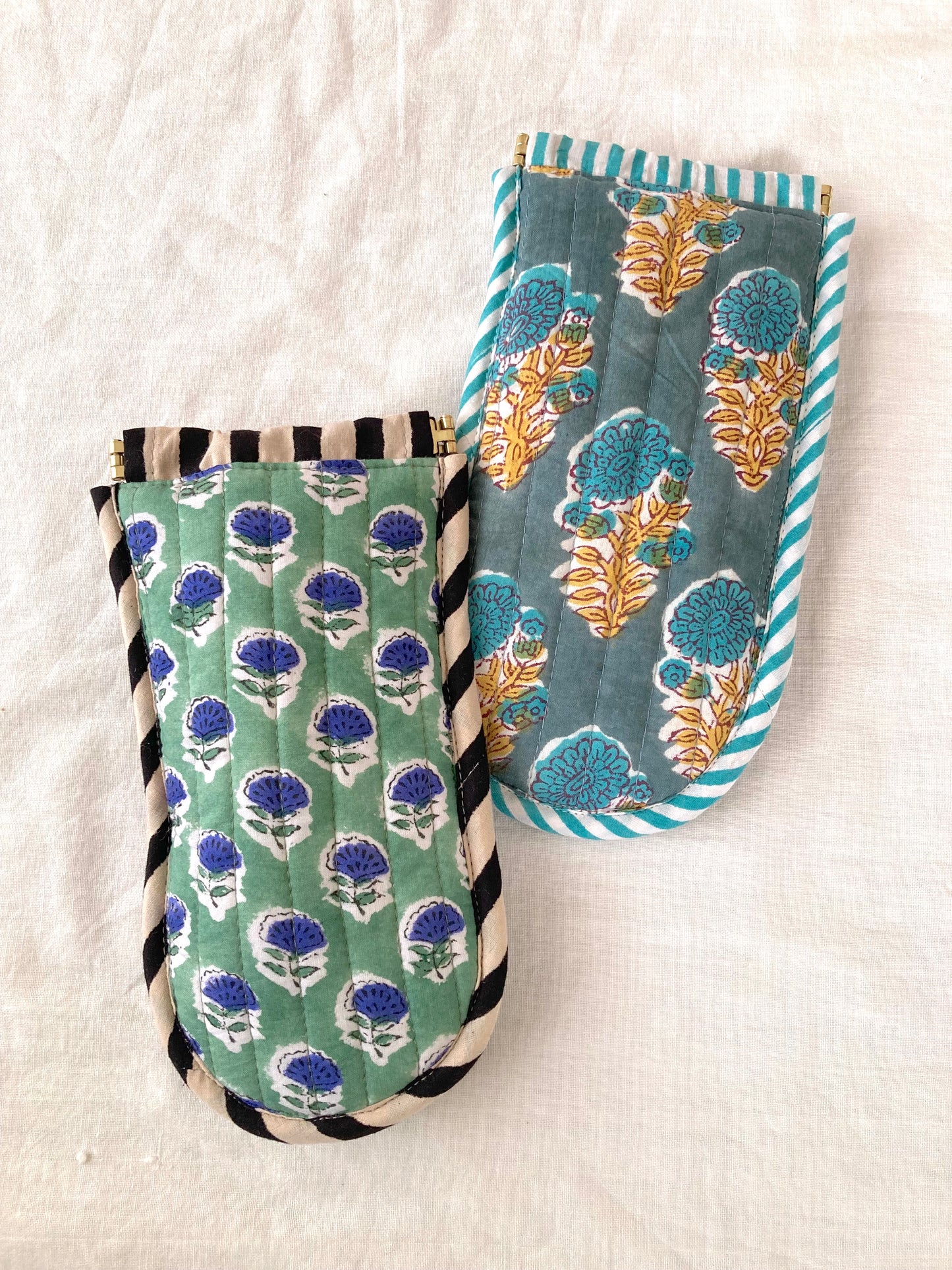 ブロックプリント生地 キルティング メガネ・サングラスケース