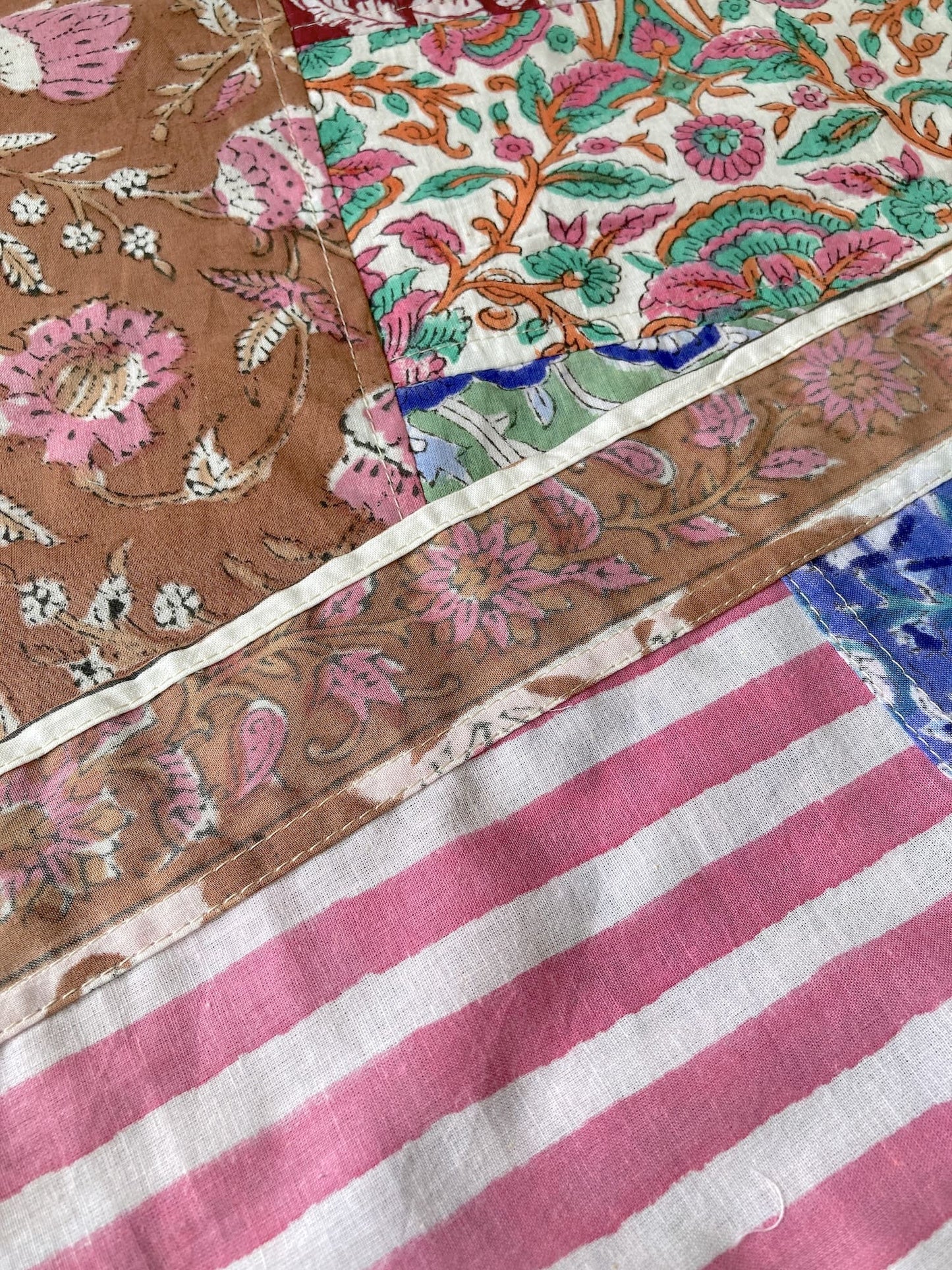 ハンドブロックプリント生地 パッチワーク  マルチクロス 風呂敷