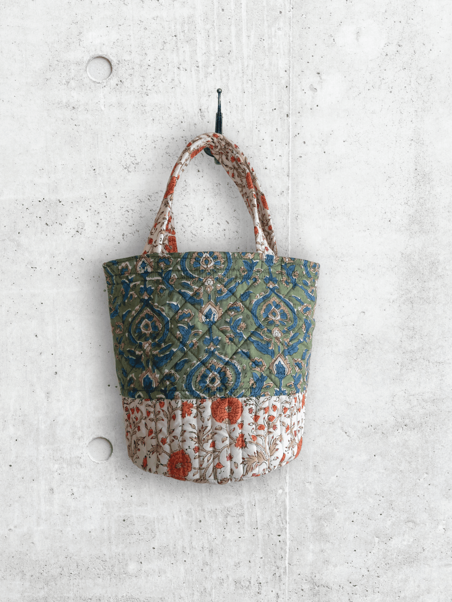 Handcrafted Hand Block Print Quilted Bucket Bag