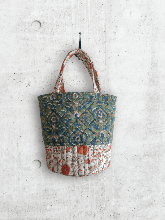 Handcrafted Hand Block Print Quilted Bucket Bag