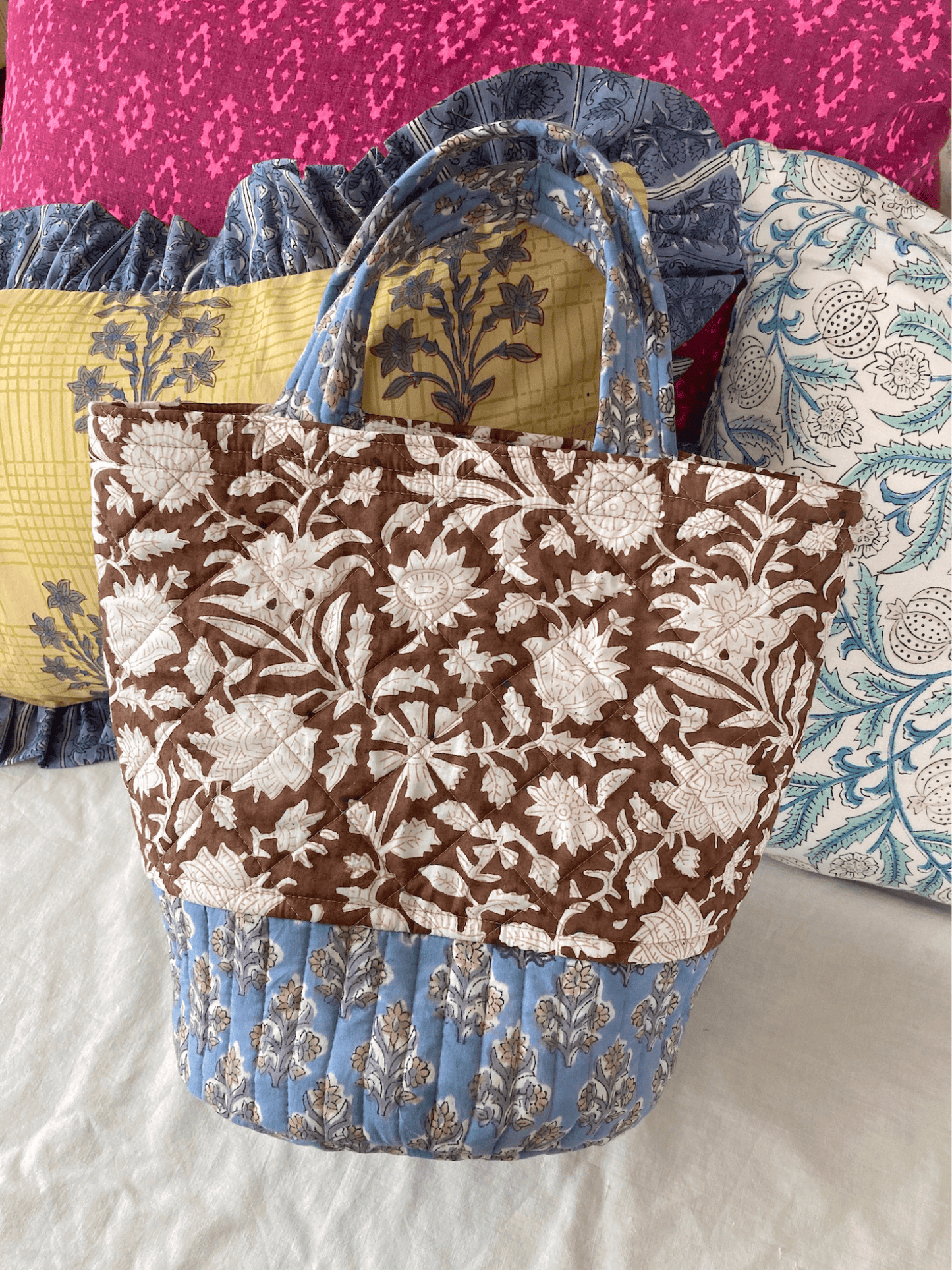 Handcrafted Hand Block Print Quilted Bucket Bag