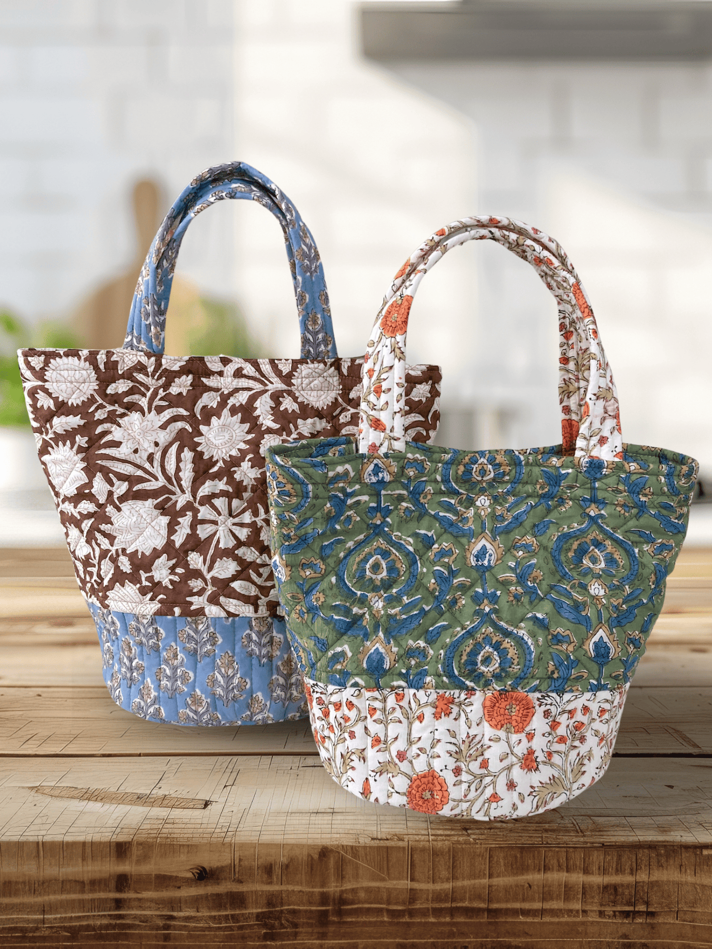 Handcrafted Hand Block Print Quilted Bucket Bag