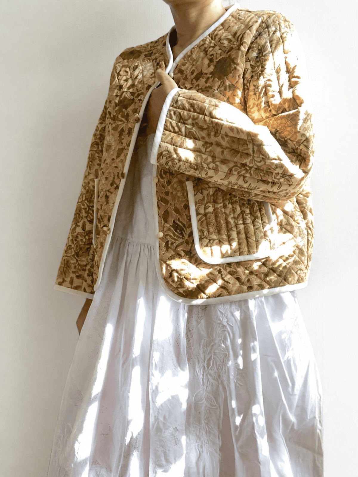 Hand Block Print Quilted Jacket | Made by MOJORA