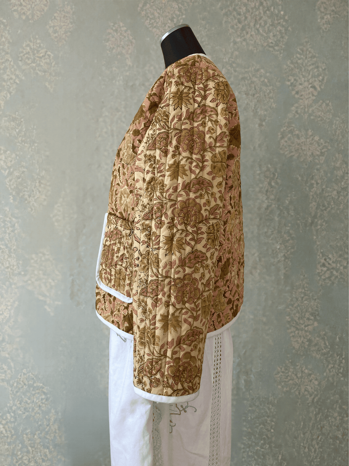 Hand Block Print Quilted Jacket | Made by MOJORA