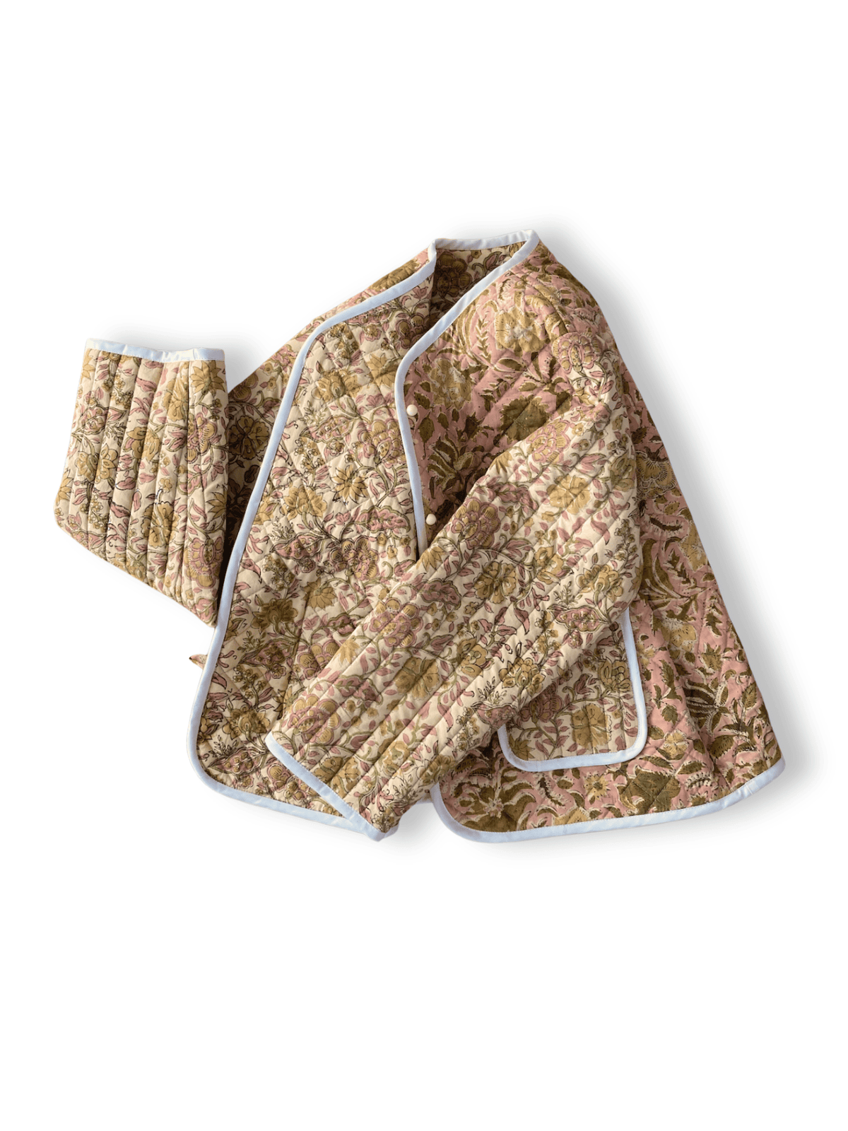 Hand Block Print Quilted Jacket | Made by MOJORA