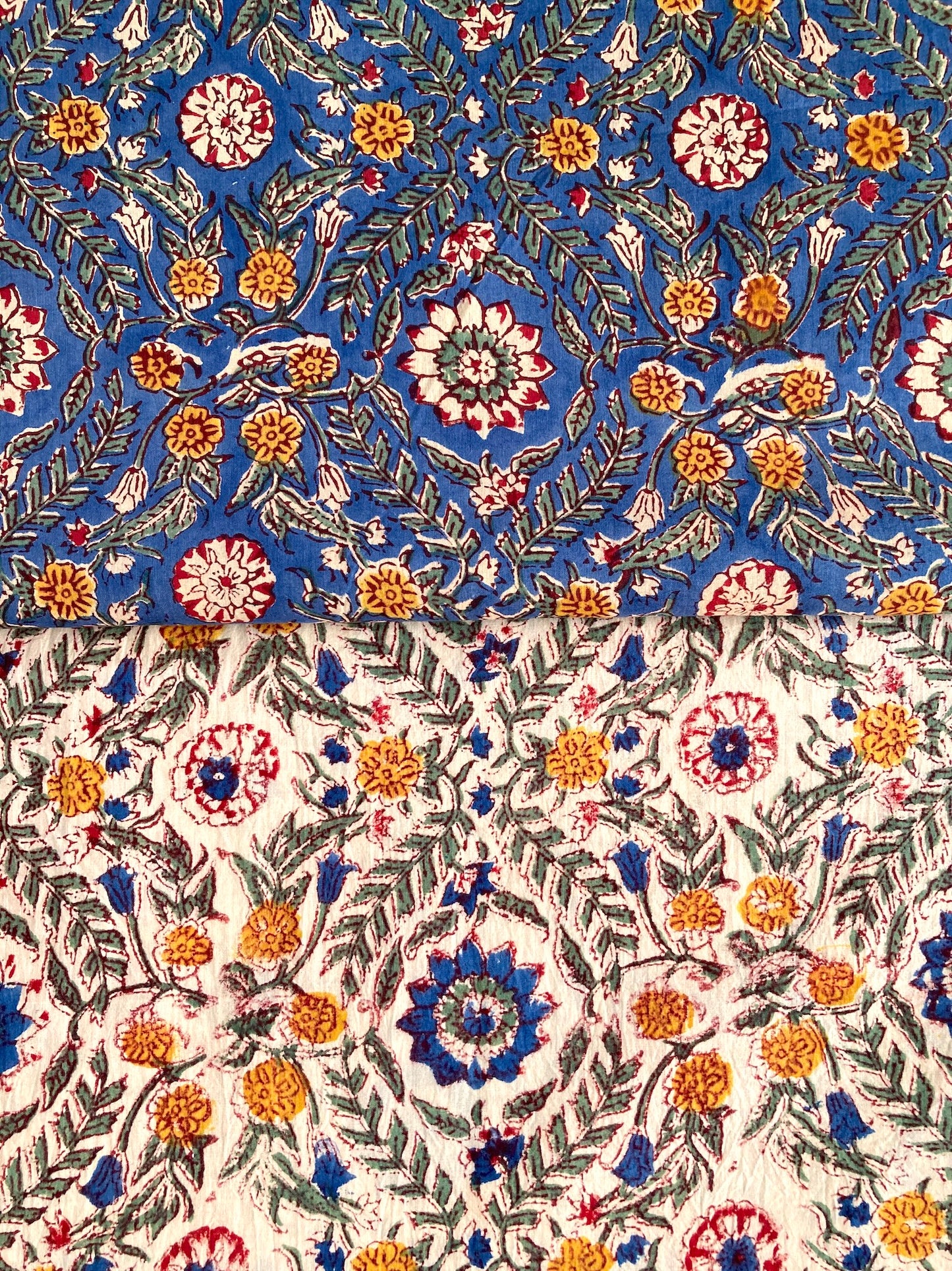 ハンドブロックプリント ブルー コットンプリント生地  #287-8