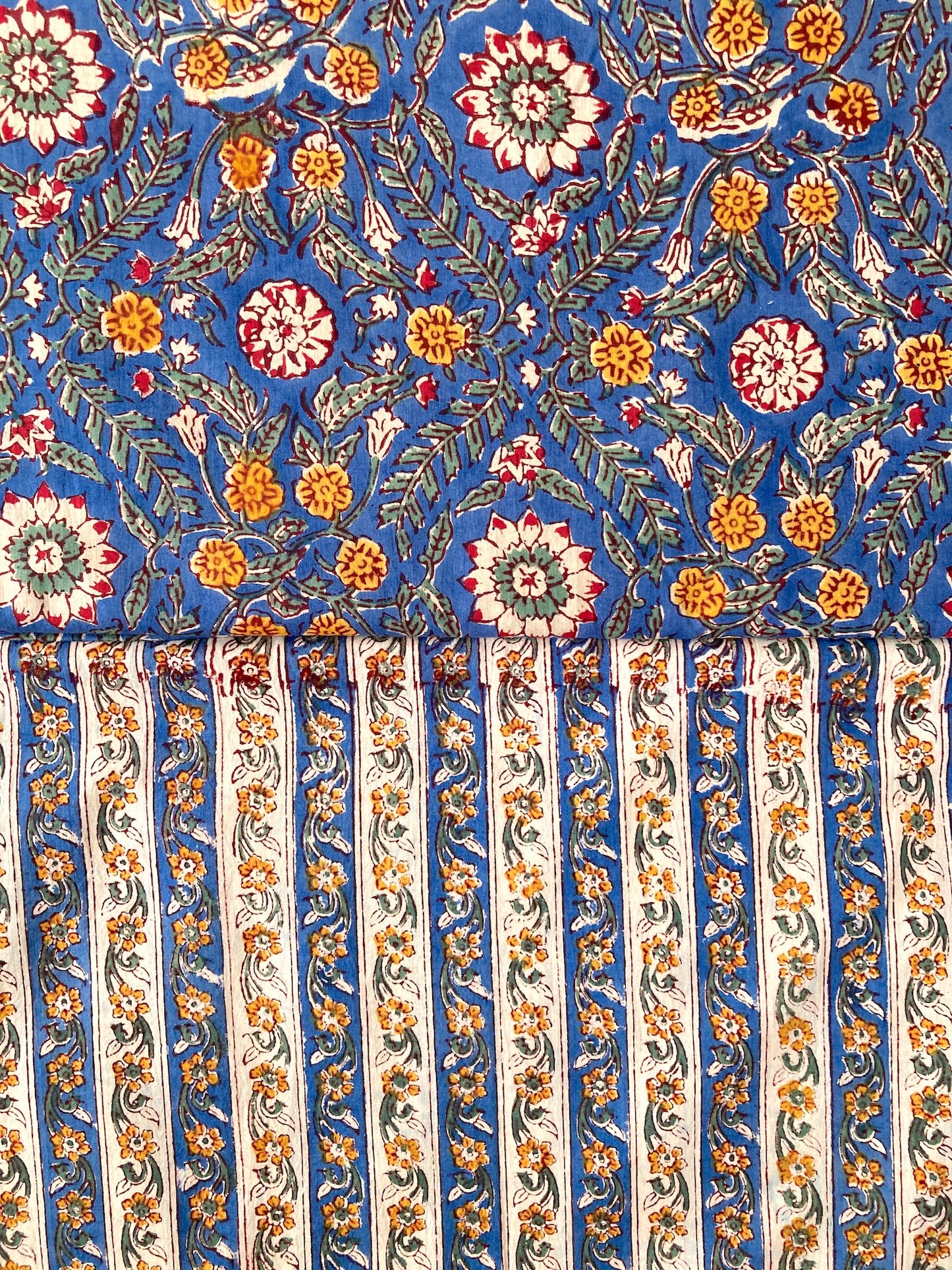 ハンドブロックプリント ブルー コットンプリント生地  #287-8