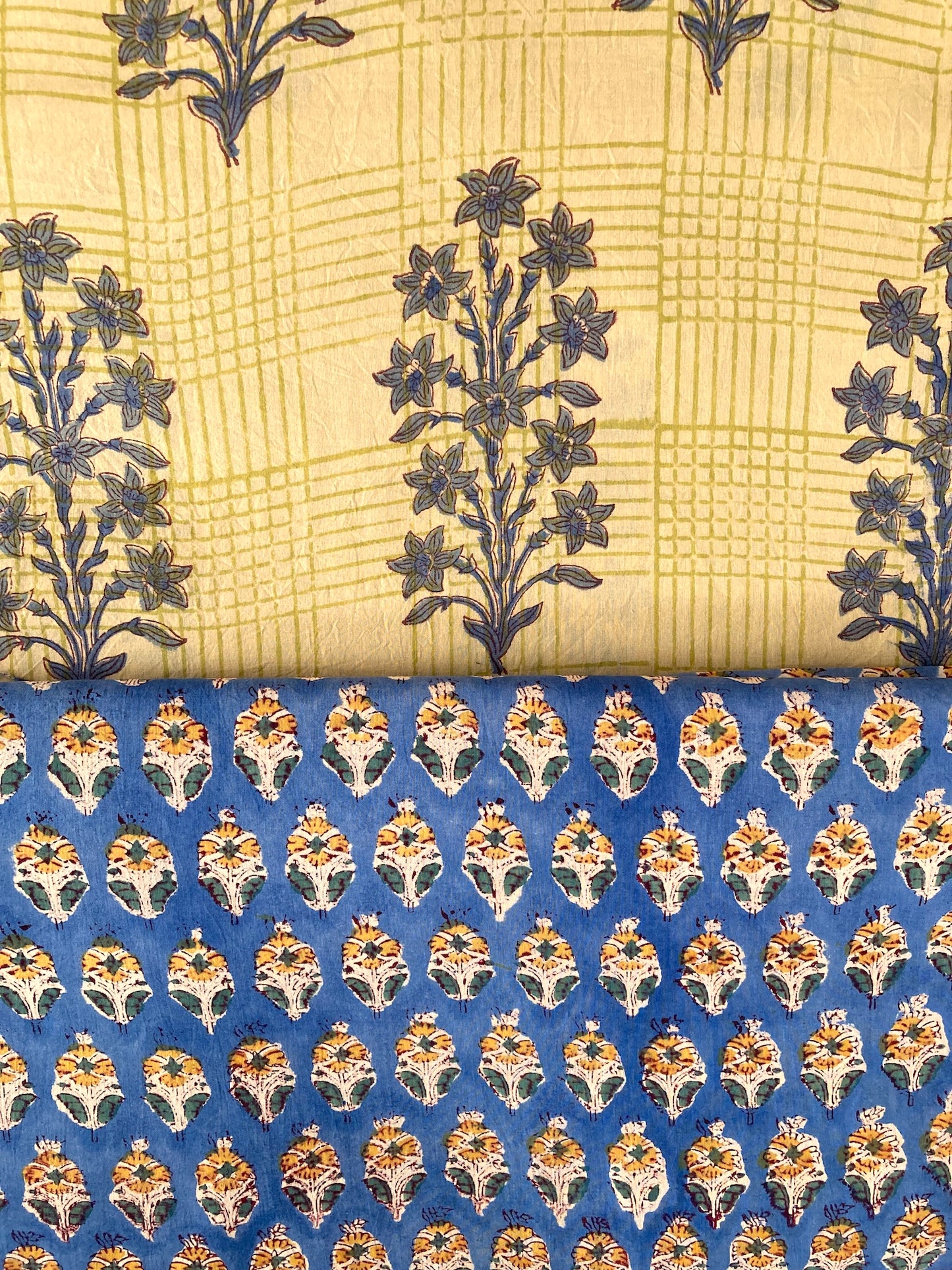 ハンドブロックプリント ブルー コットンプリント生地  #287-6