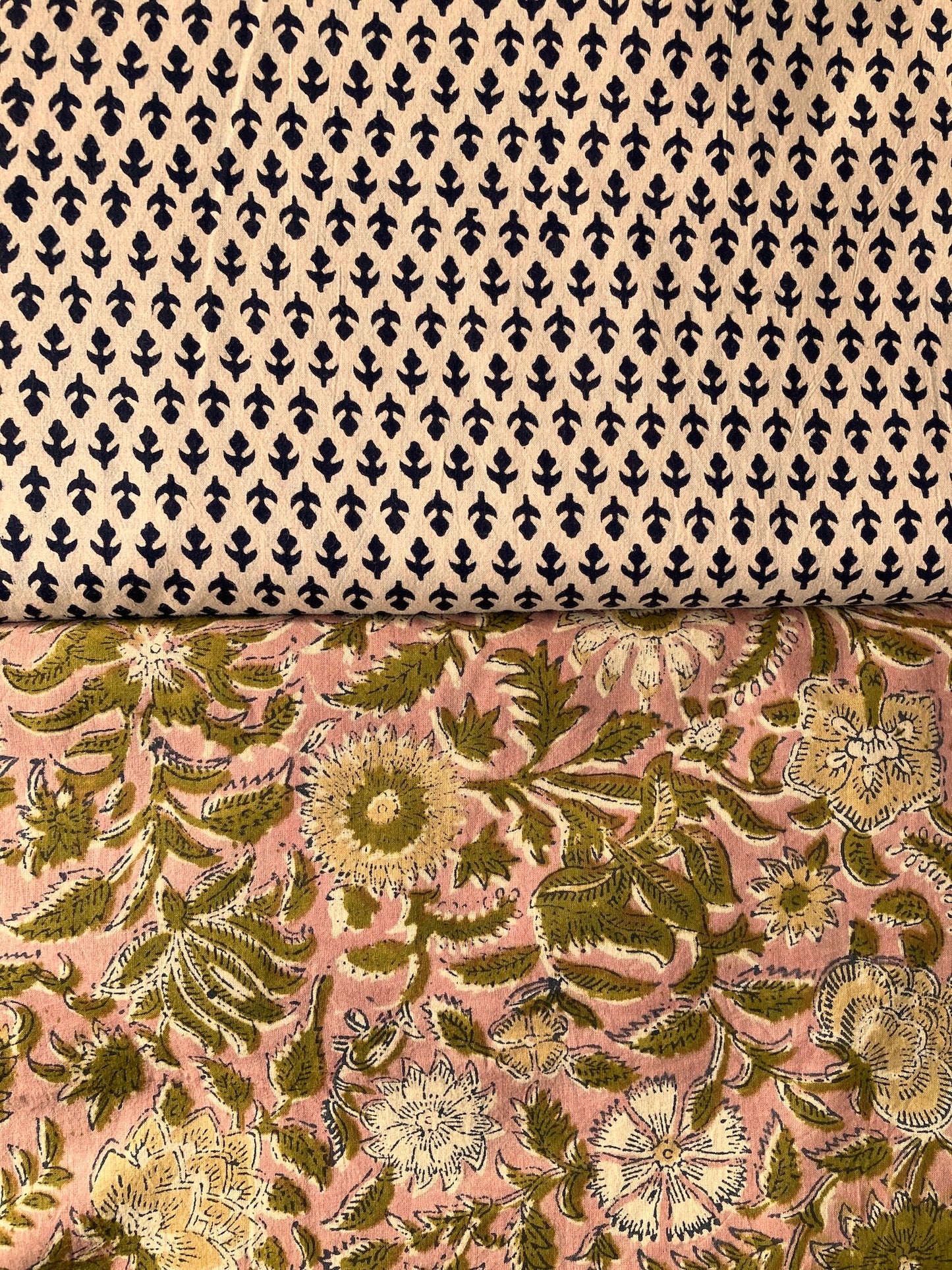 Hand Block Print Wheat Color Cotton Fabric  #287-19