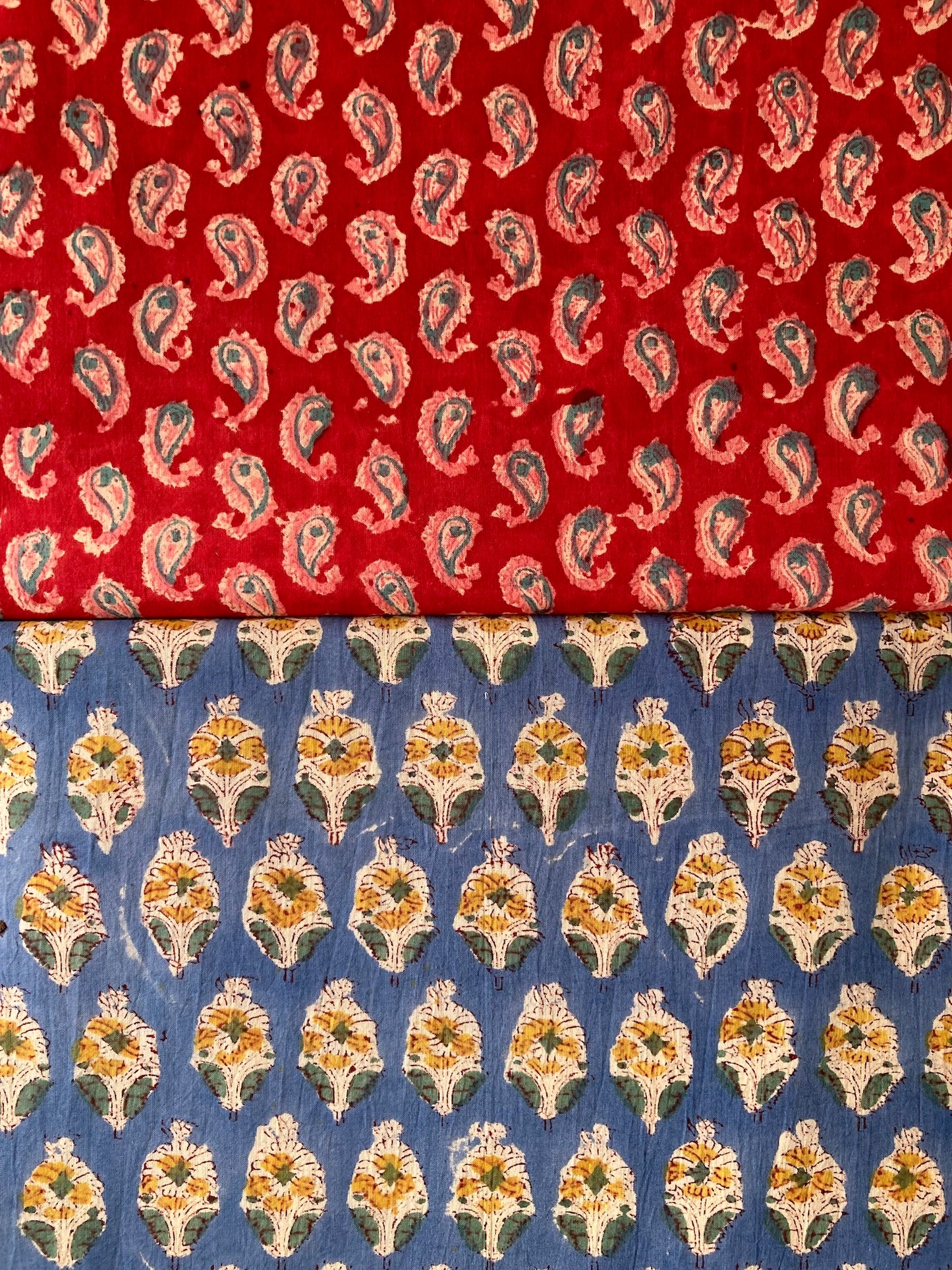 Hand Block Print Red Paisley Cotton Fabric  #273-14