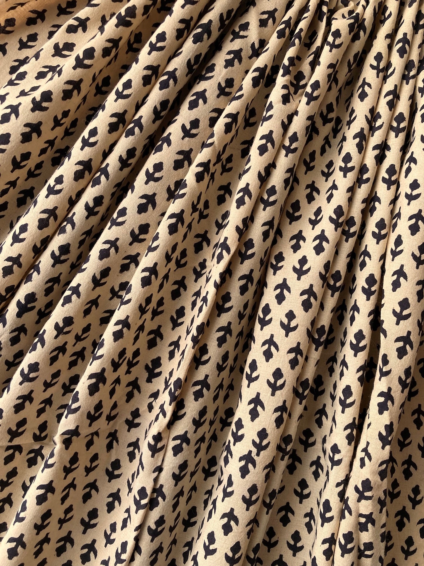 Hand Block Print Wheat Color Cotton Fabric  #287-19