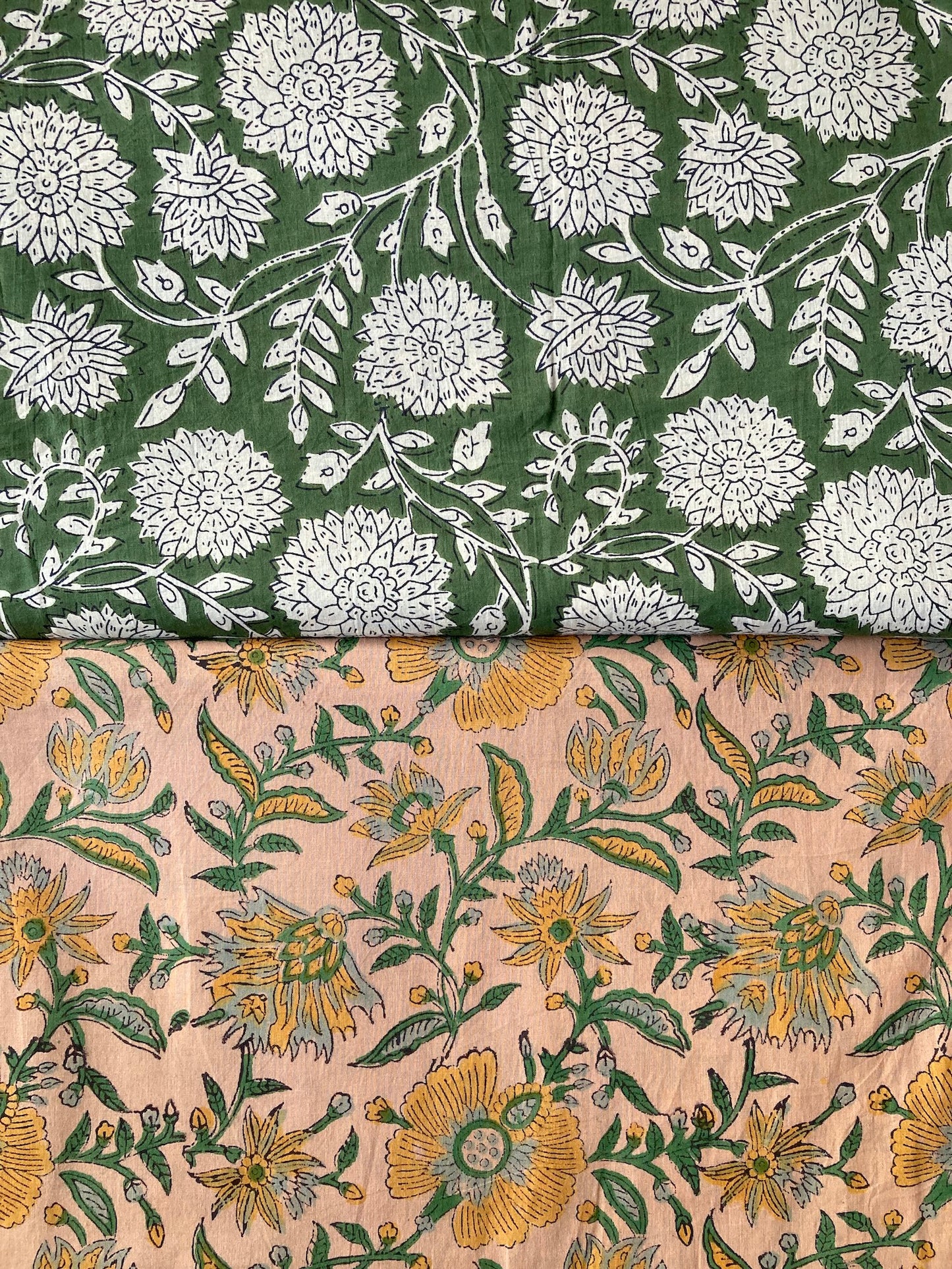 Hand Block Printed Fabric Bagru Green Fabric #289-10