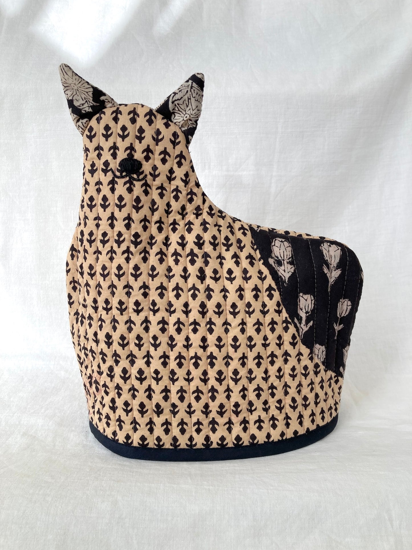 ハンドブロックプリント ネコさん ティーコージー ポットカバー