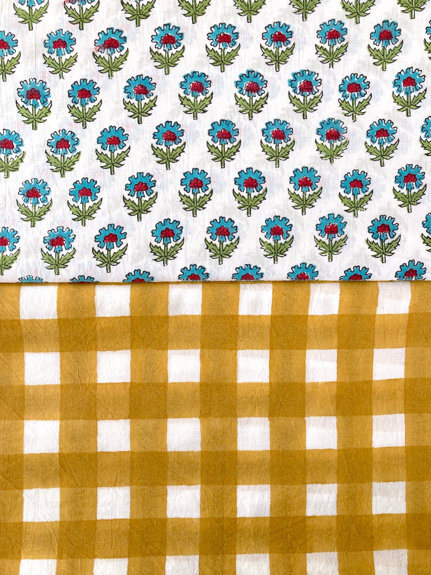 ハンドブロックプリント ホワイト 小花柄 コットンプリント生地  #294-11