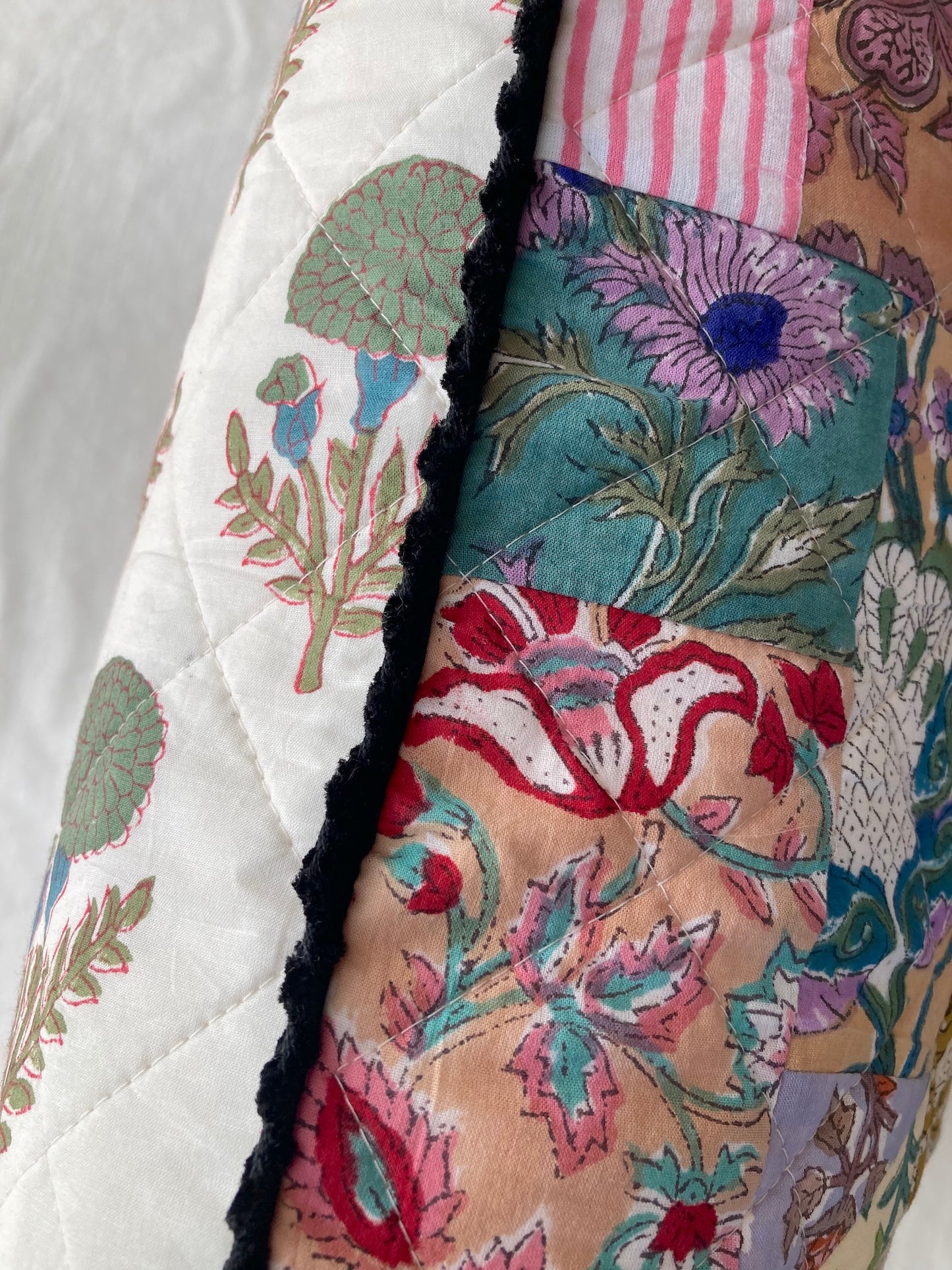 Hand Block Bagru Print Ruffle Pillow Case / Cushion Cover