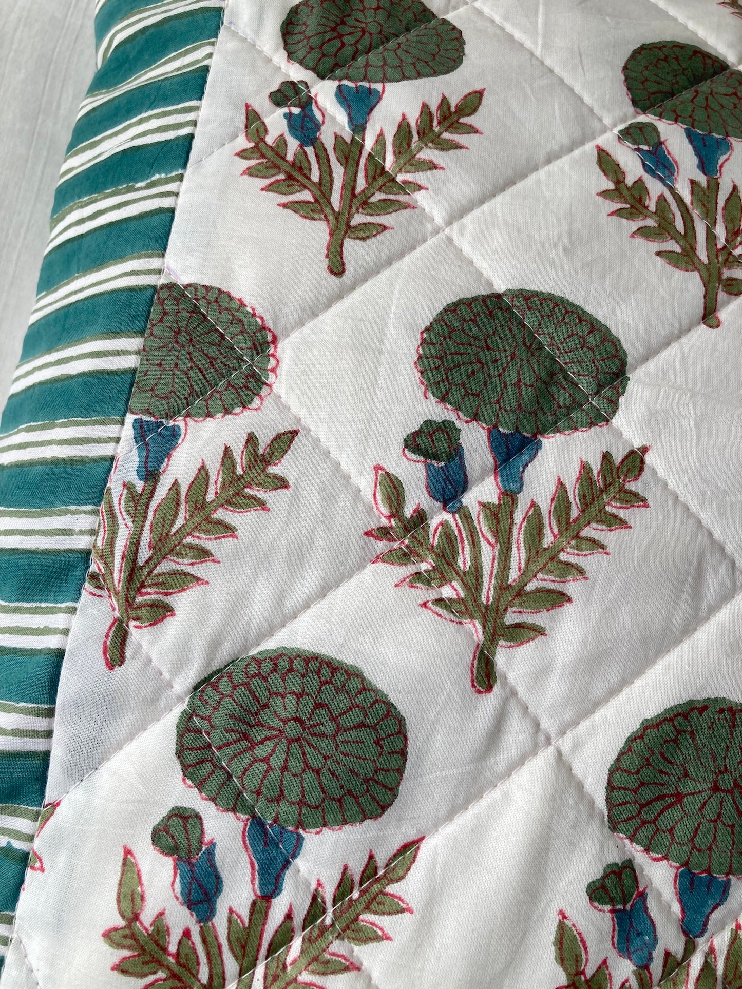 Hand Block Bagru Print Ruffle Pillow Case / Cushion Cover