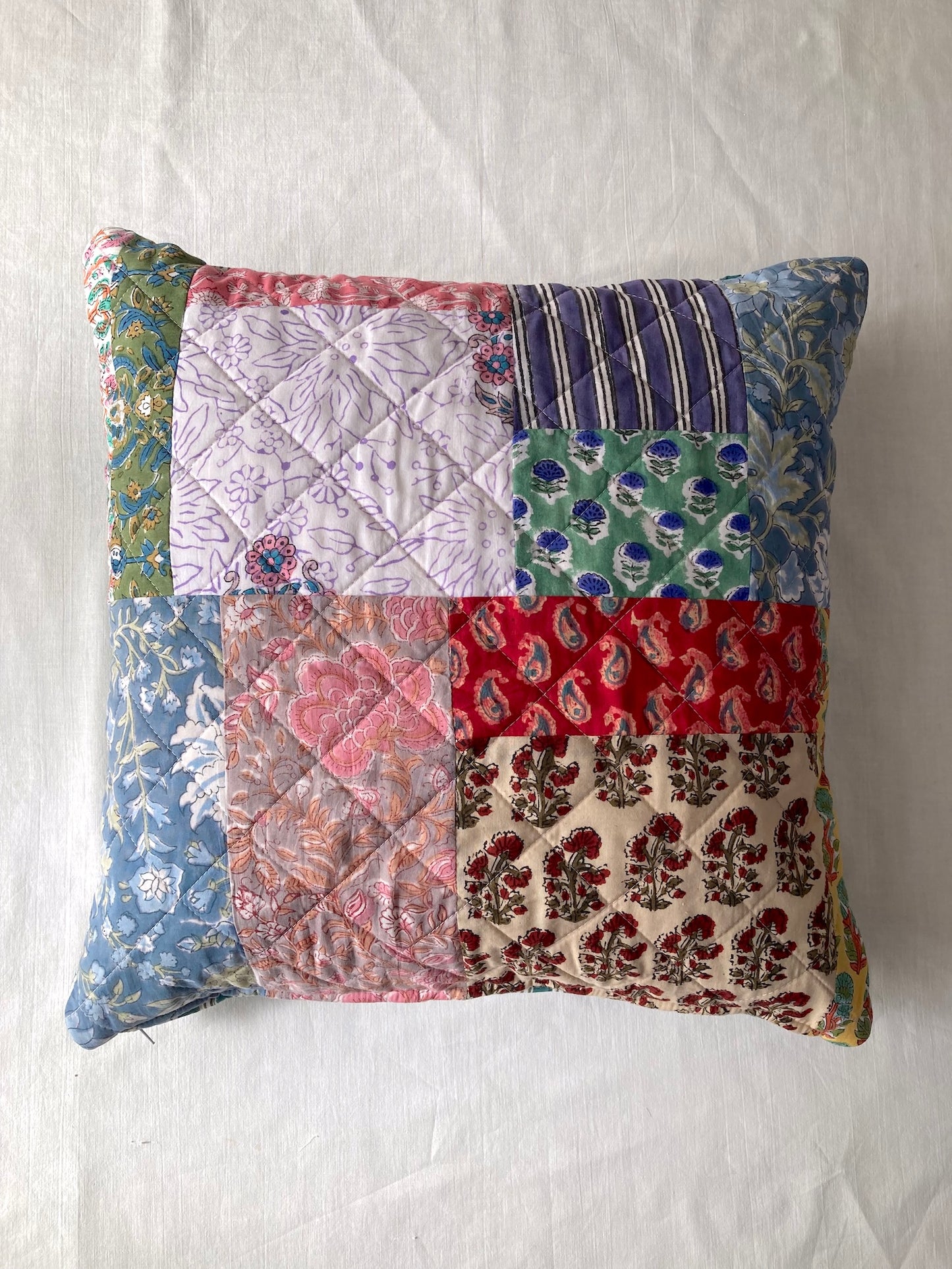 Hand Block Bagru Print Ruffle Pillow Case / Cushion Cover