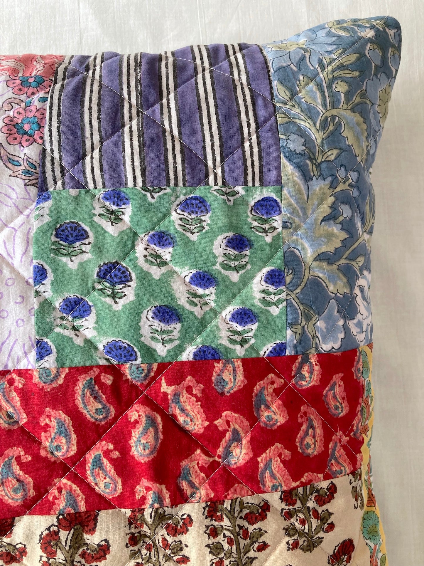 Hand Block Bagru Print Ruffle Pillow Case / Cushion Cover