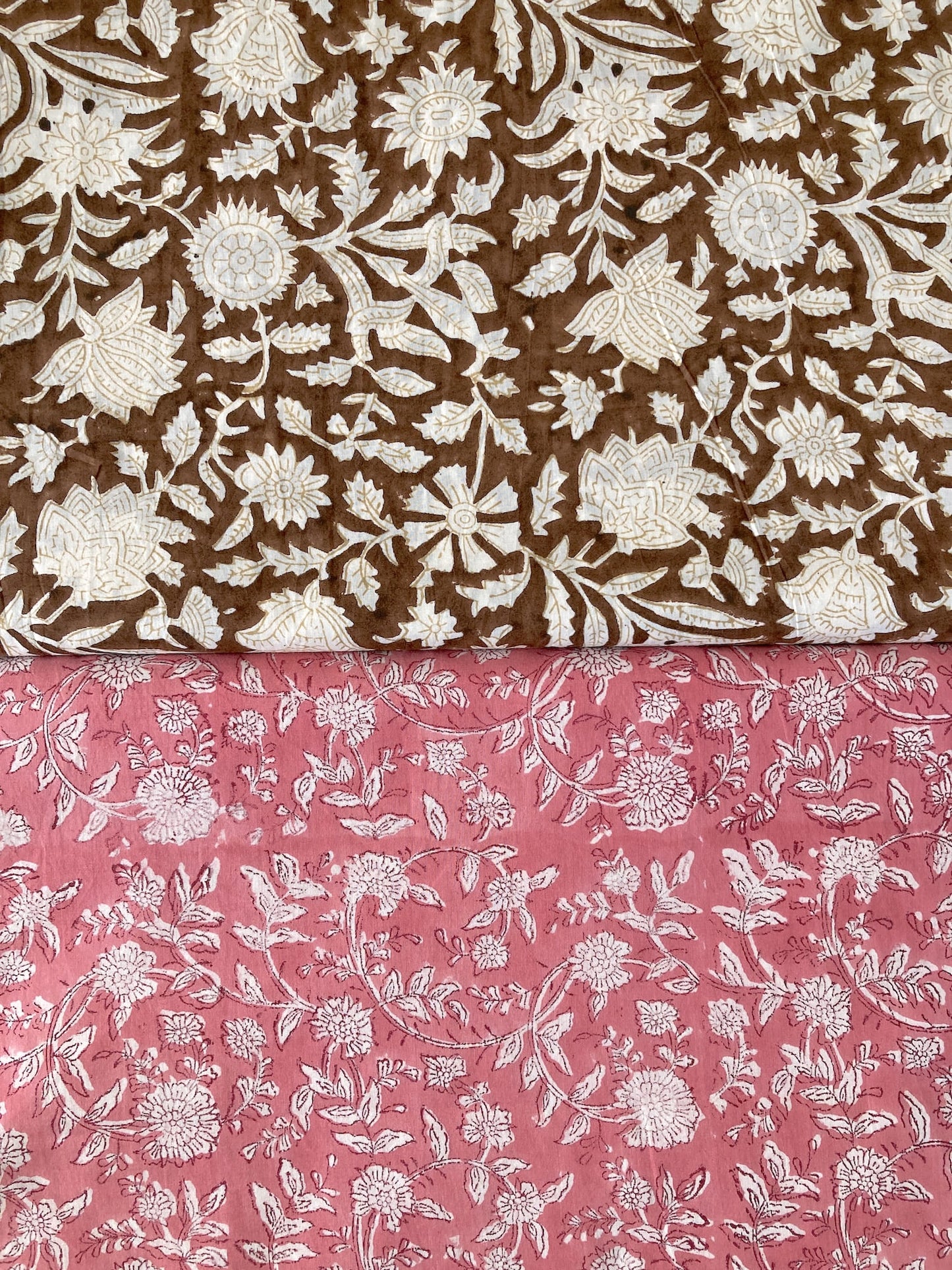 ハンドブロックプリント ダークブラウン コットンプリント生地  #294-10