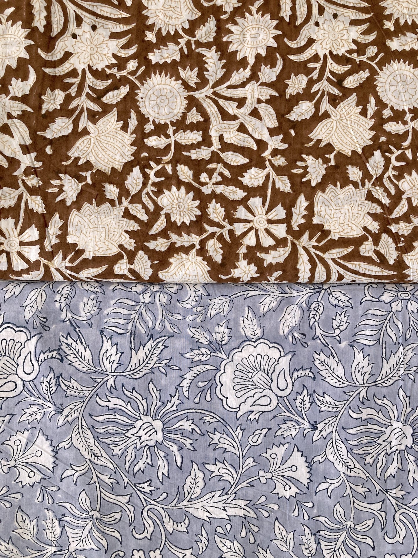 ハンドブロックプリント ダークブラウン コットンプリント生地  #294-10