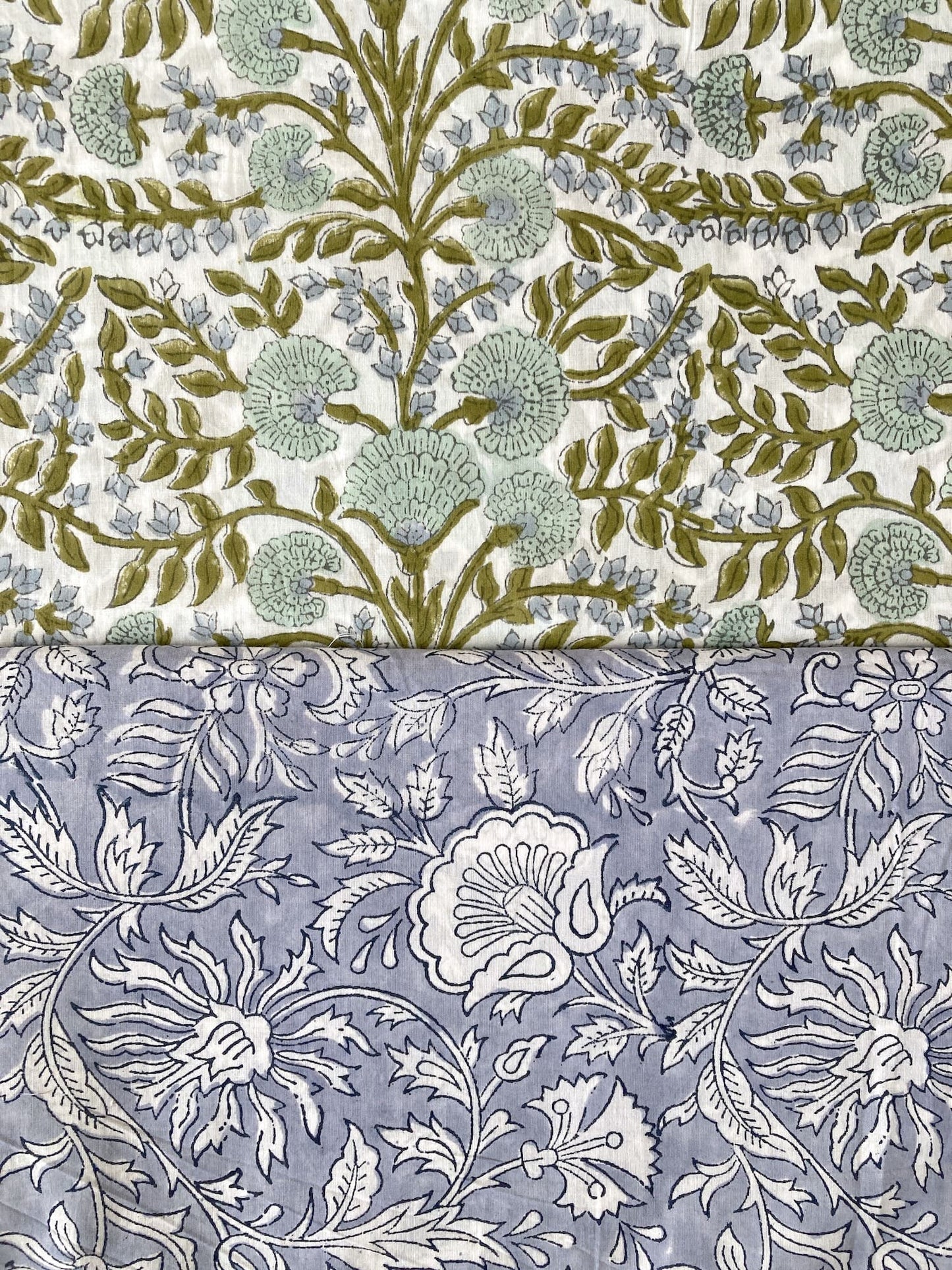 ハンドブロックプリント ホワイト コットンプリント生地  #296-5