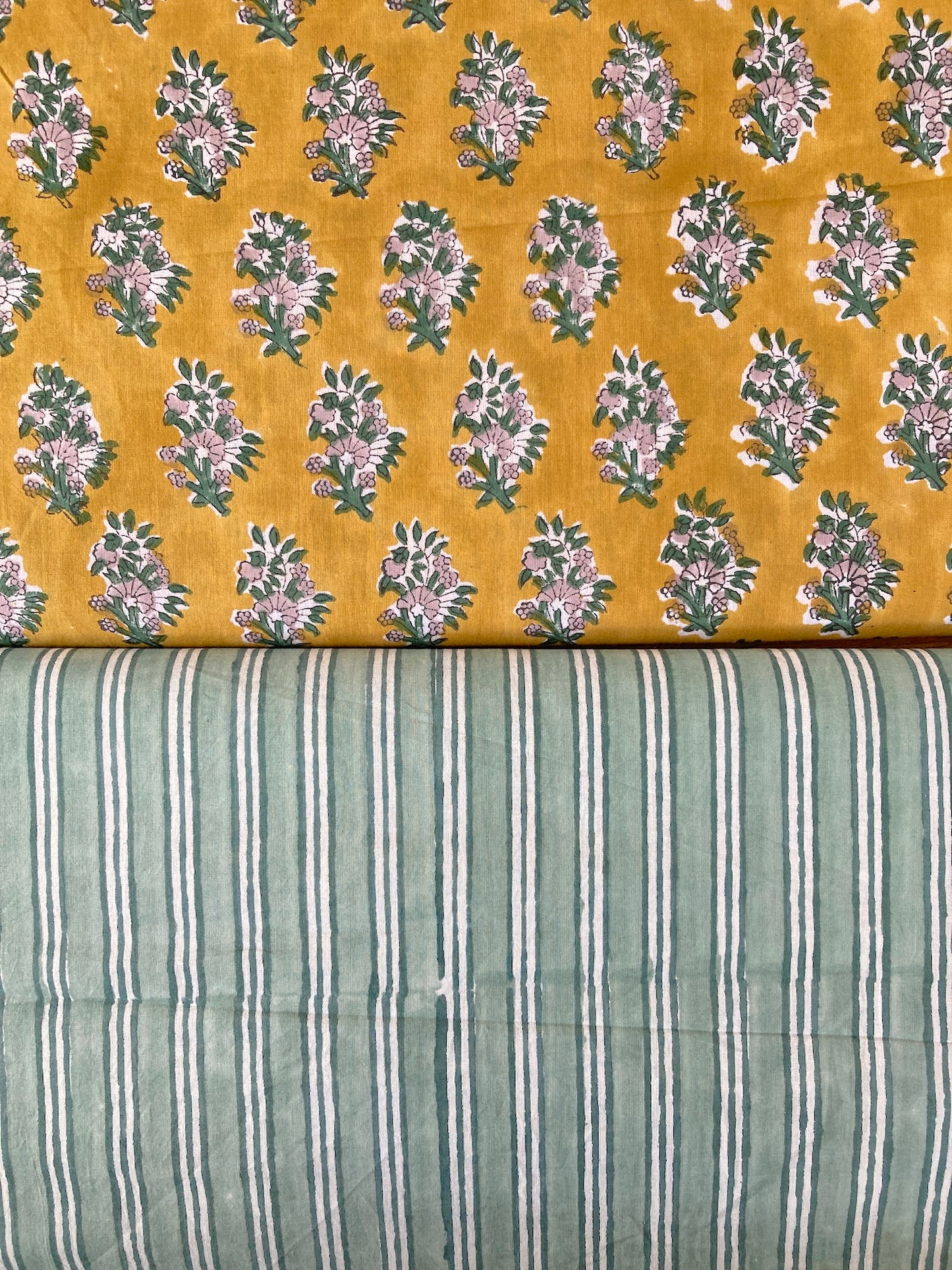 Hand Block Print  Golden Mustard Yellow Cotton Fabric  #298-8