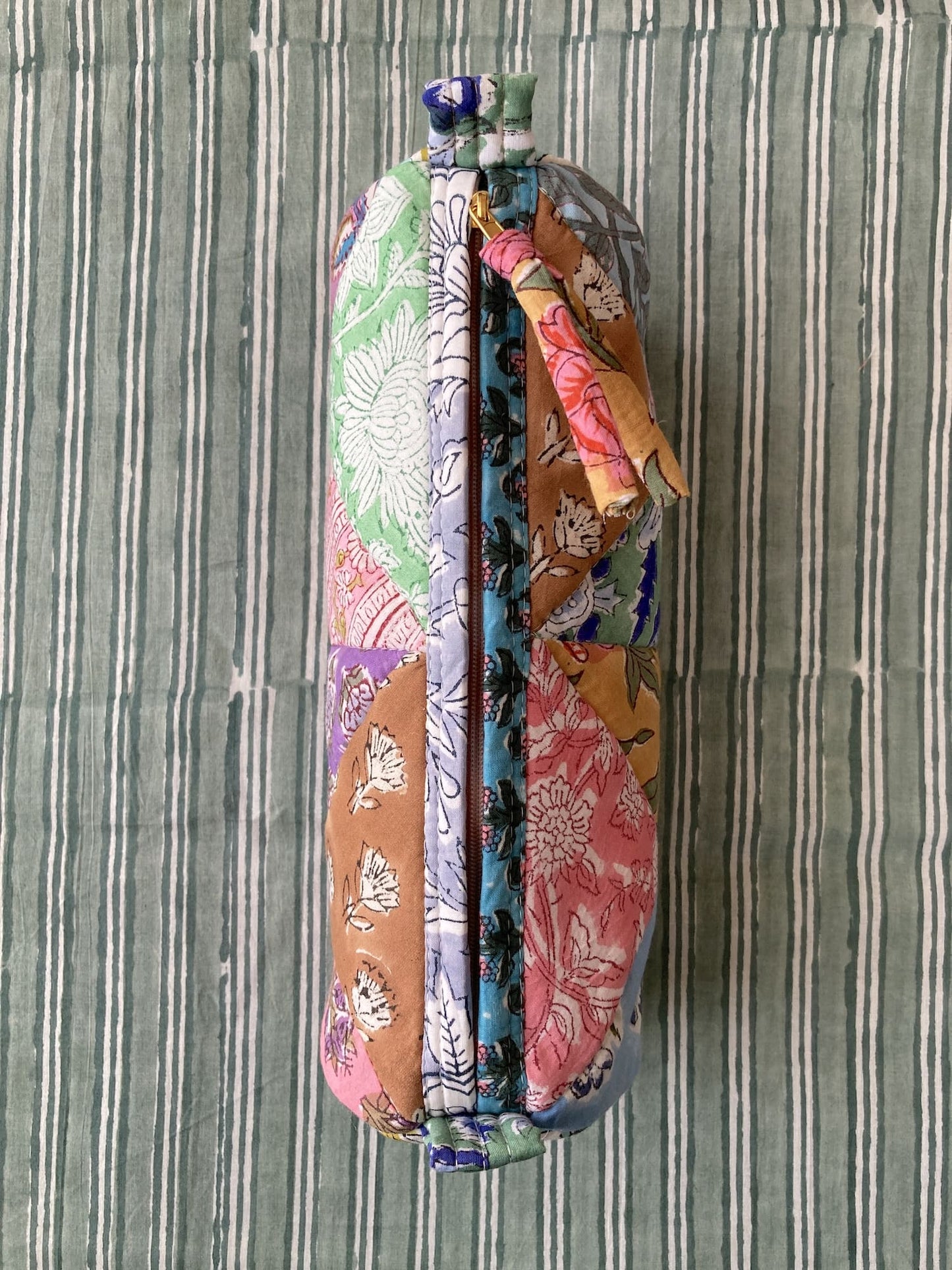 Hand Block Print Fabric Quilted Patchwork Makeup pouch / Travel Bag / Toiletry Bag