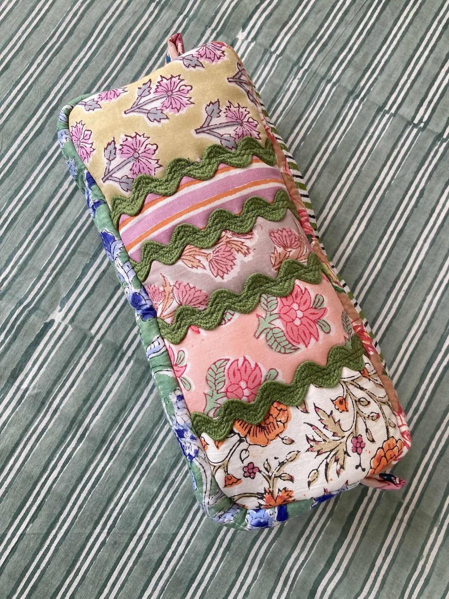 Hand Block Print Fabric Quilted Patchwork Makeup pouch / Travel Bag / Toiletry Bag