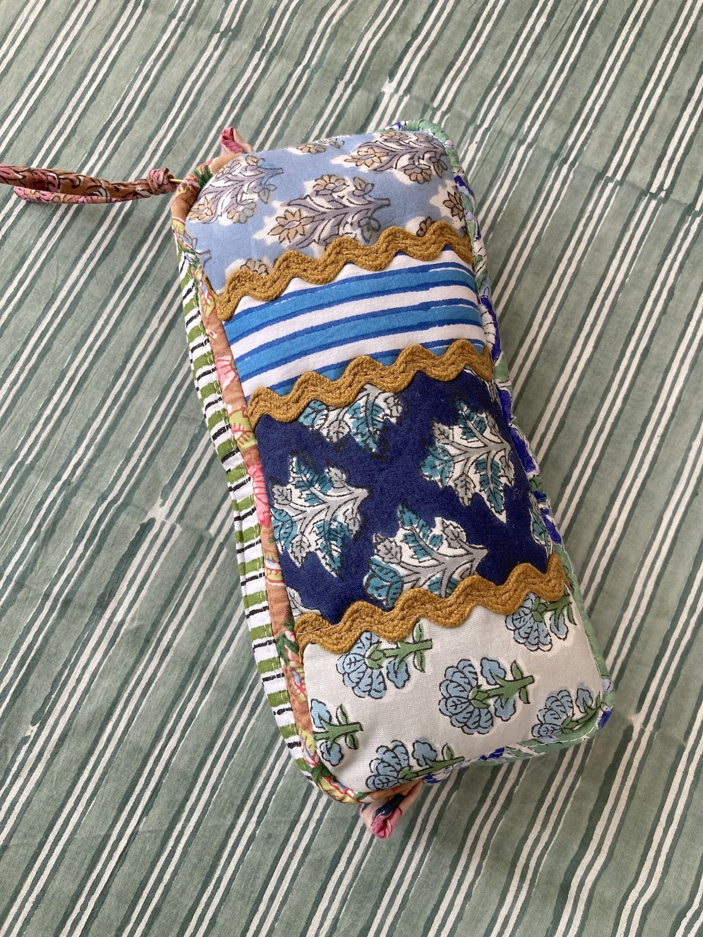Hand Block Print Fabric Quilted Patchwork Makeup pouch / Travel Bag / Toiletry Bag