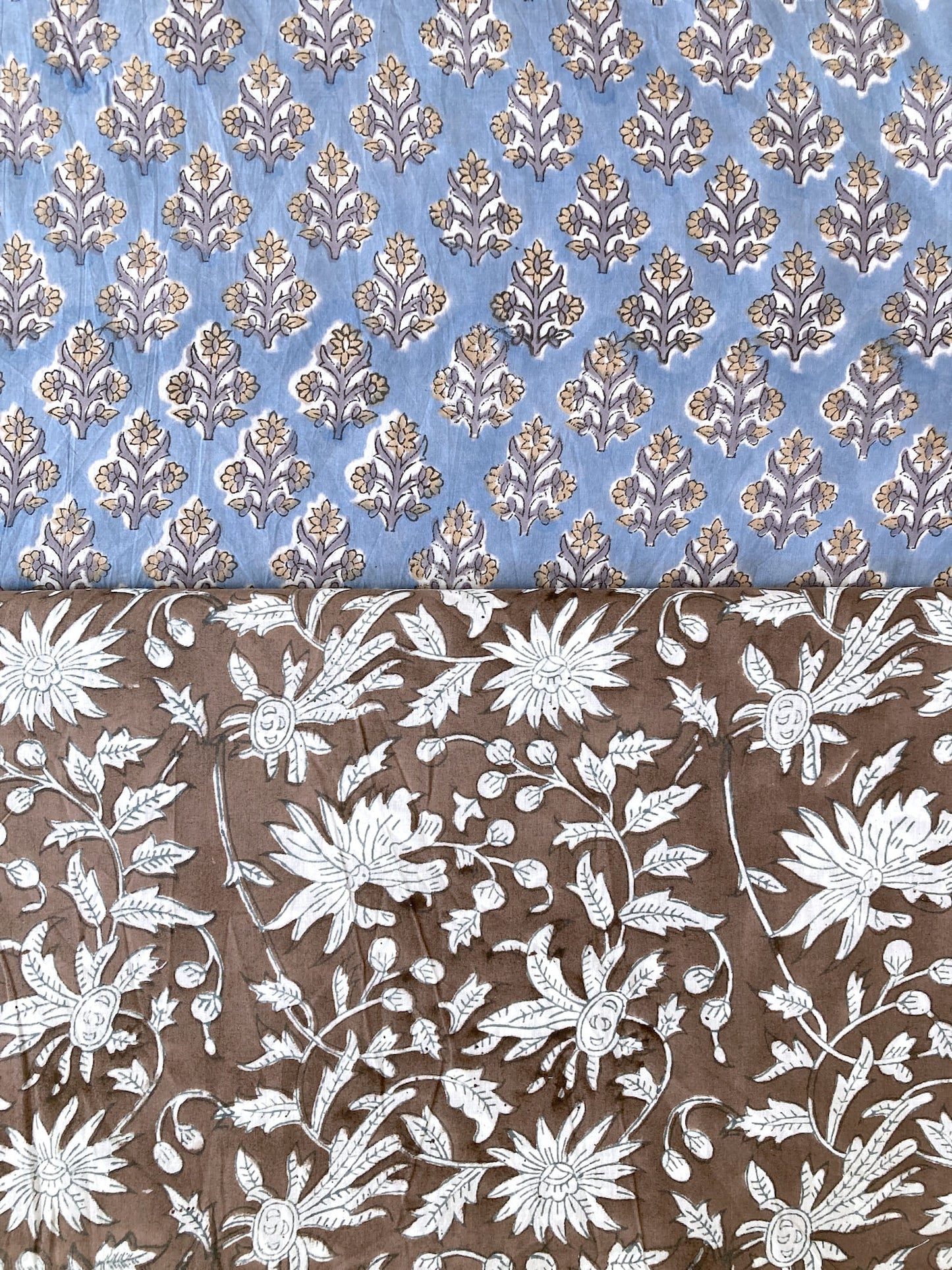Hand Block Print Pink x Beige Stripes Cotton Fabric  #310-2