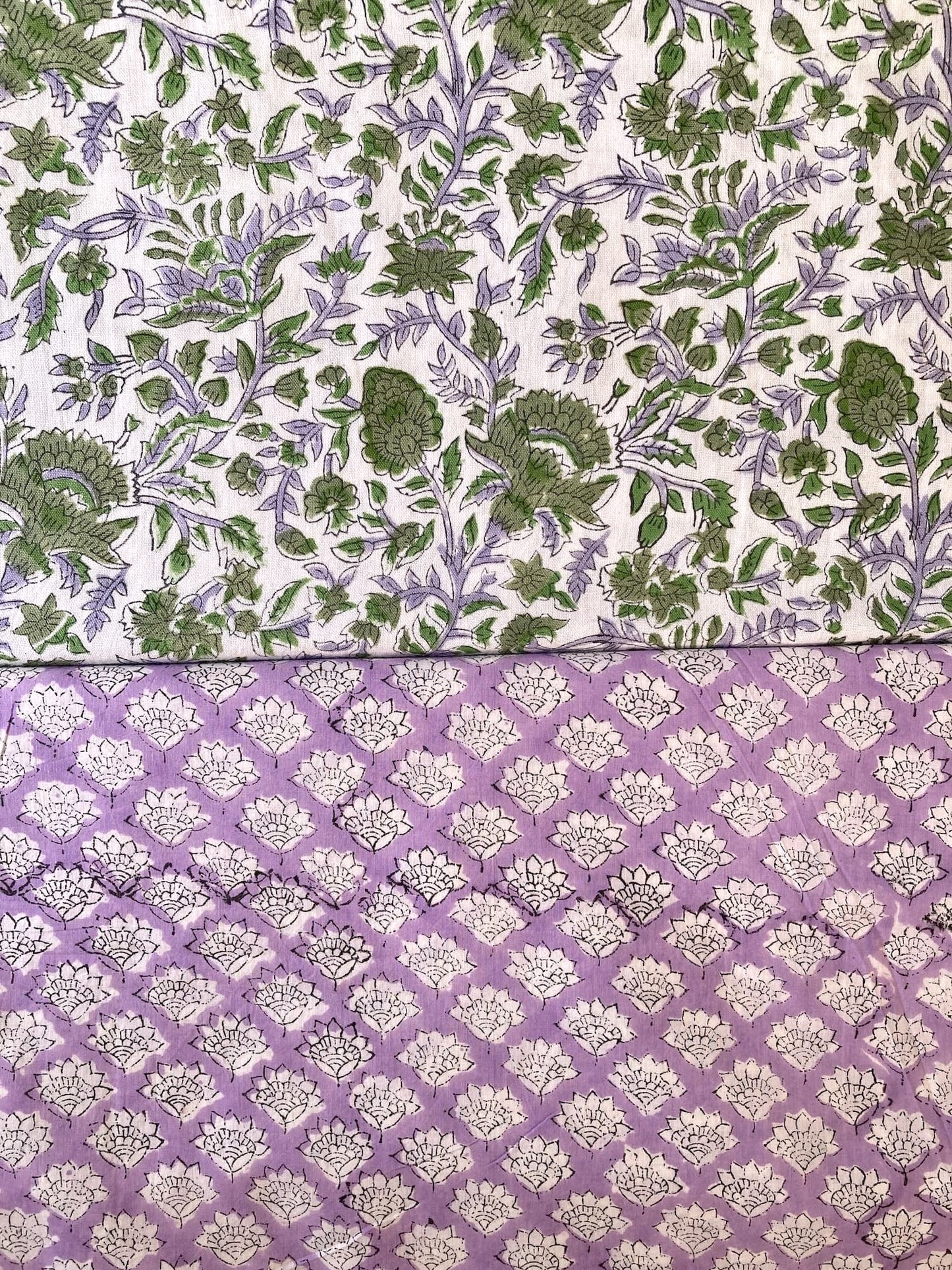 Hand Block Print Purple Floral Cotton Fabric  #316-11