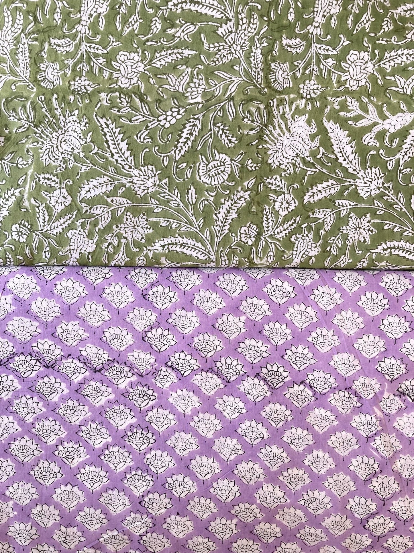 Hand Block Print Purple Floral Cotton Fabric  #316-11