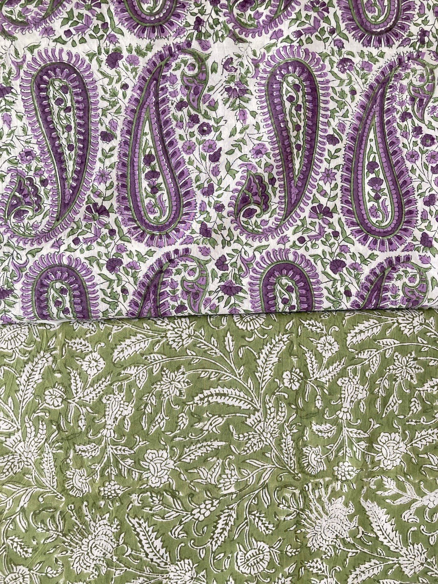 Hand Block Print Botanical Paisley Cotton Fabric   #310-13