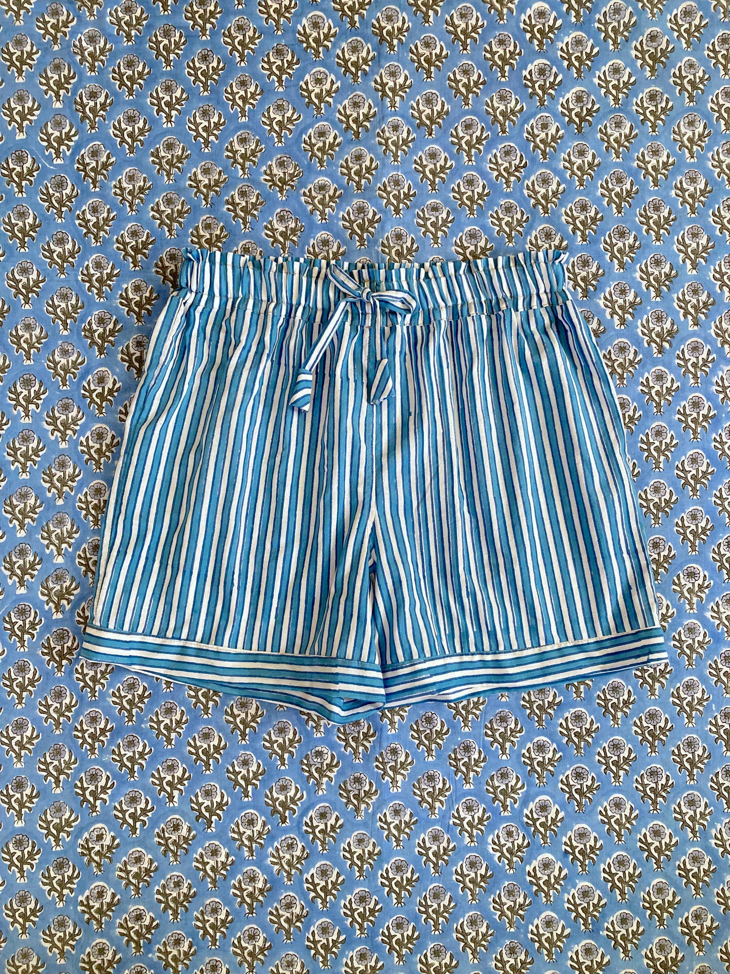 【custom order】Hand Block Printed Cotton Fabric Relaxed Shorts #Zoe