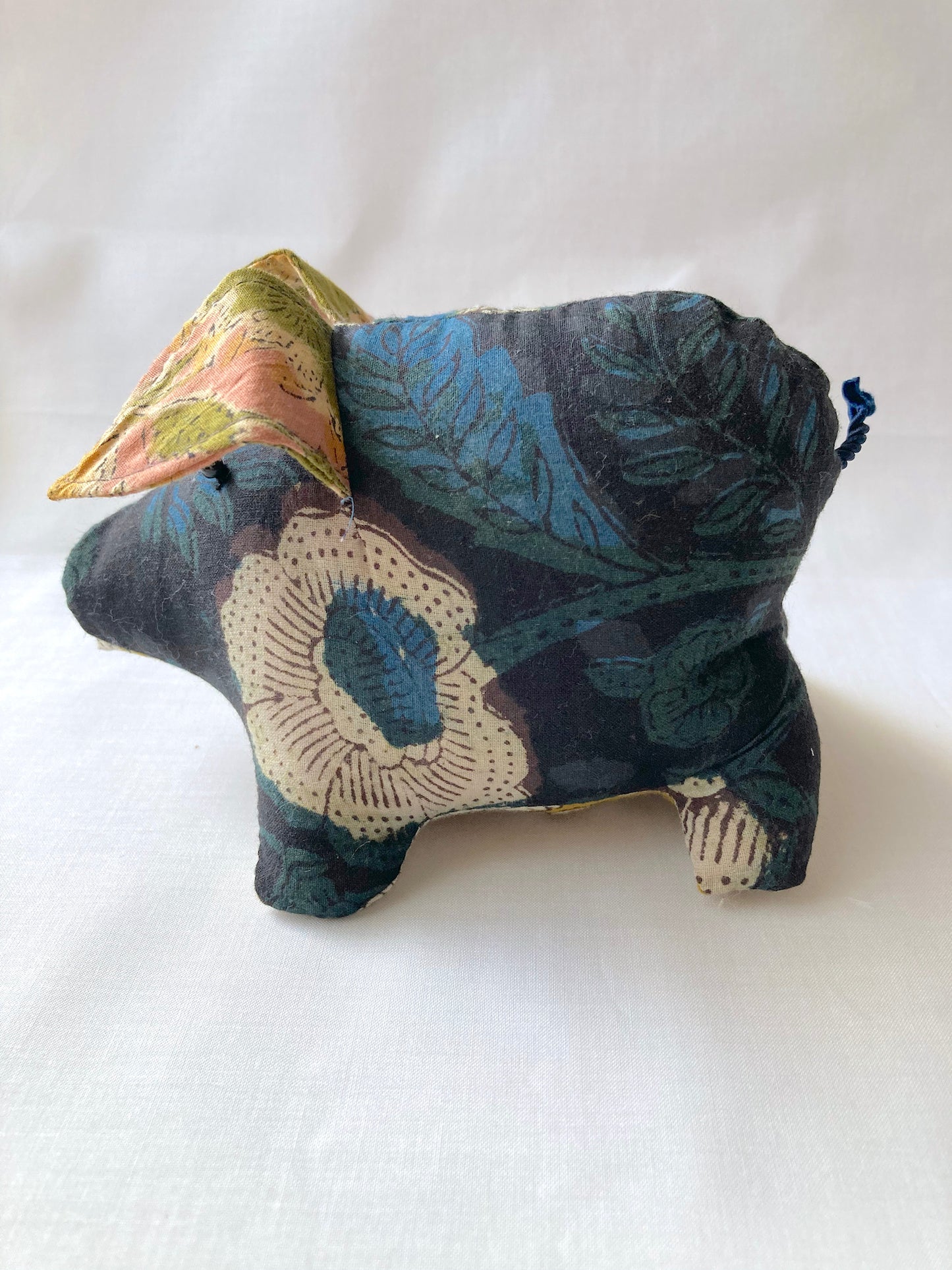 Hand Block Print Fabric Handmade Pigs Stuffed Animals Piggy