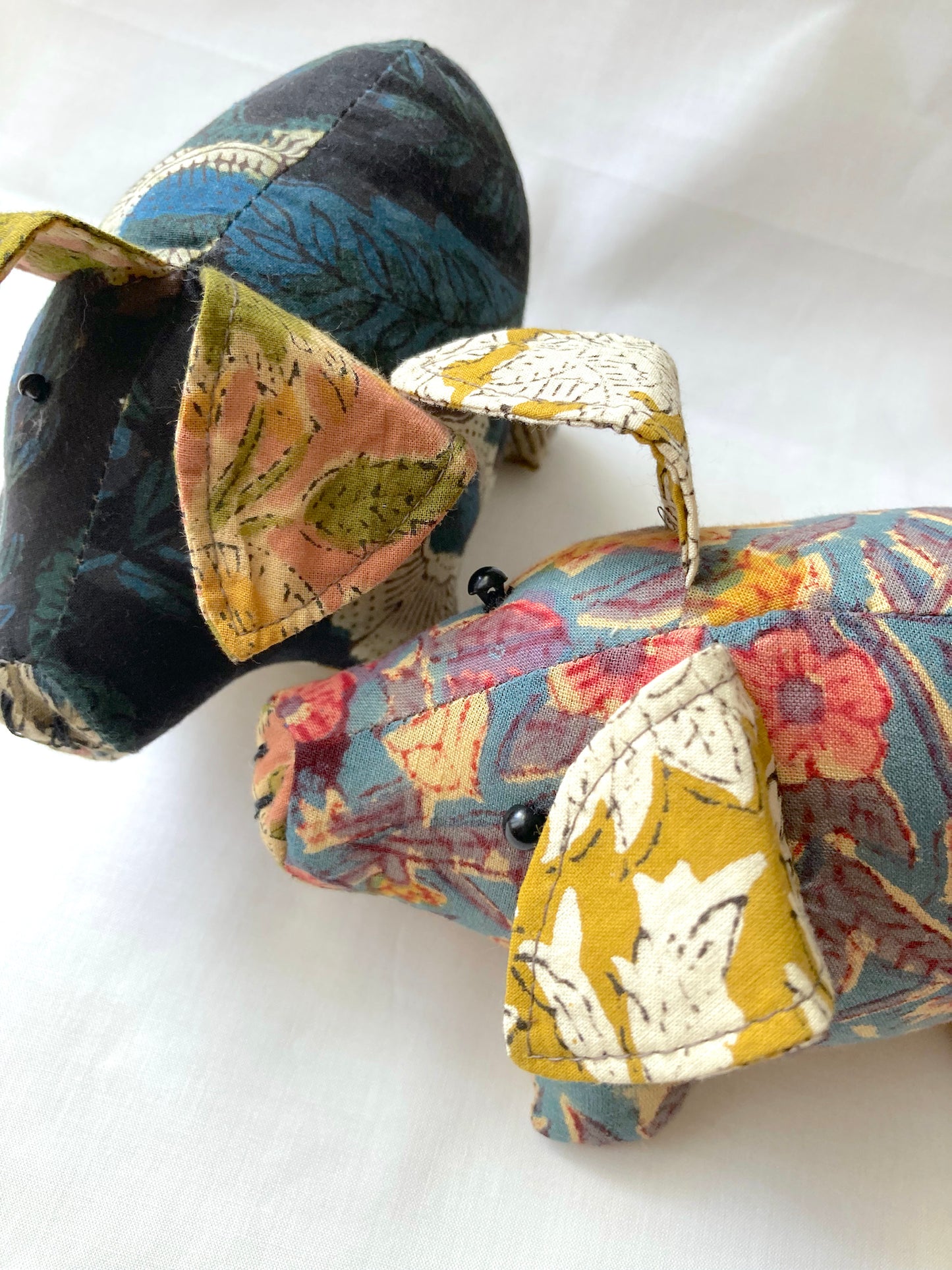 Hand Block Print Fabric Handmade Pigs Stuffed Animals Piggy